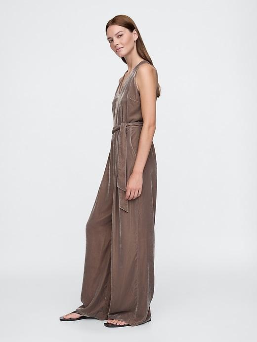 Recycled Velvet V-Neck Jumpsuit Product Image