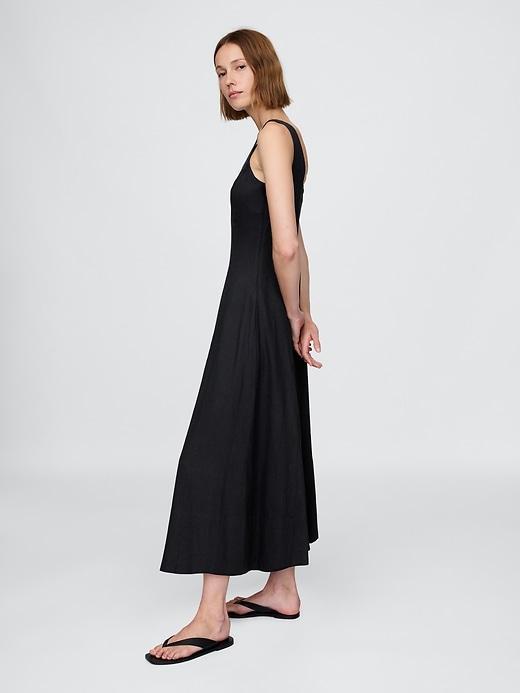Linen-Blend Square-Neck Maxi Dress Product Image