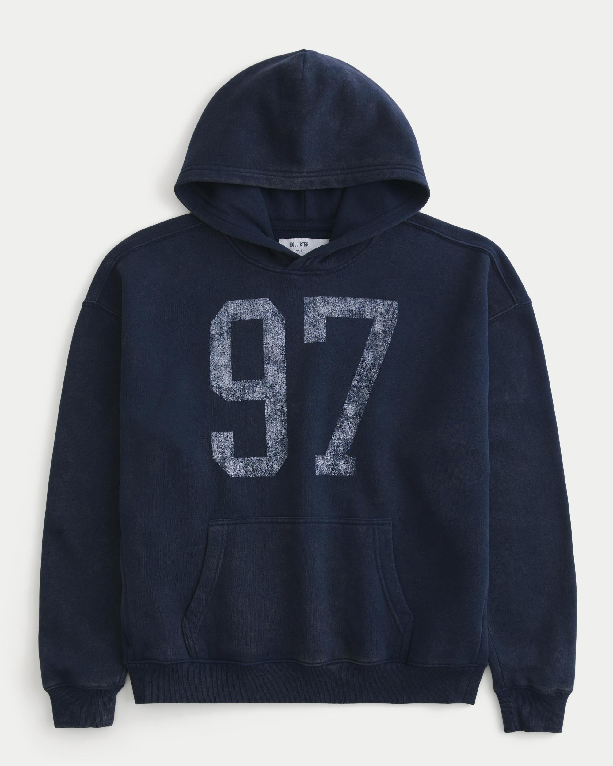 Hollister Feel Good Fleece Boxy Camo Hoodie Product Image