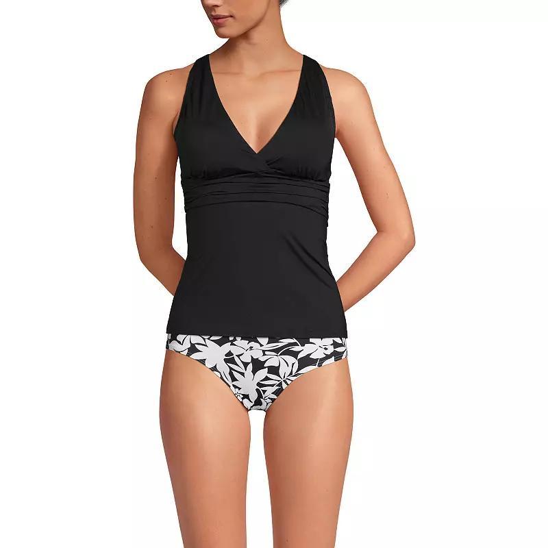 Women's Lands' End V-Neck Plunge X-Back Tankini Top, Size: XL, White Ditsy Floral Product Image