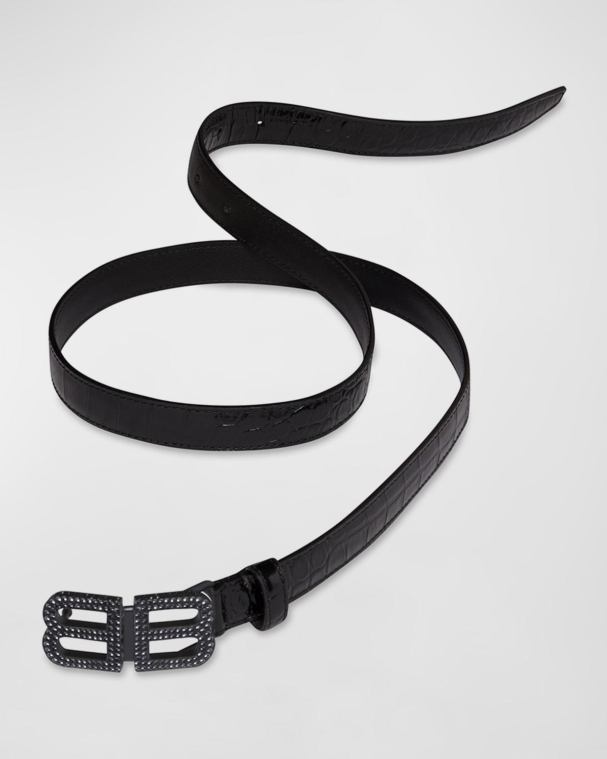BB Hourglass Thin Belt Crocodile Embossed With Rhinestones Product Image