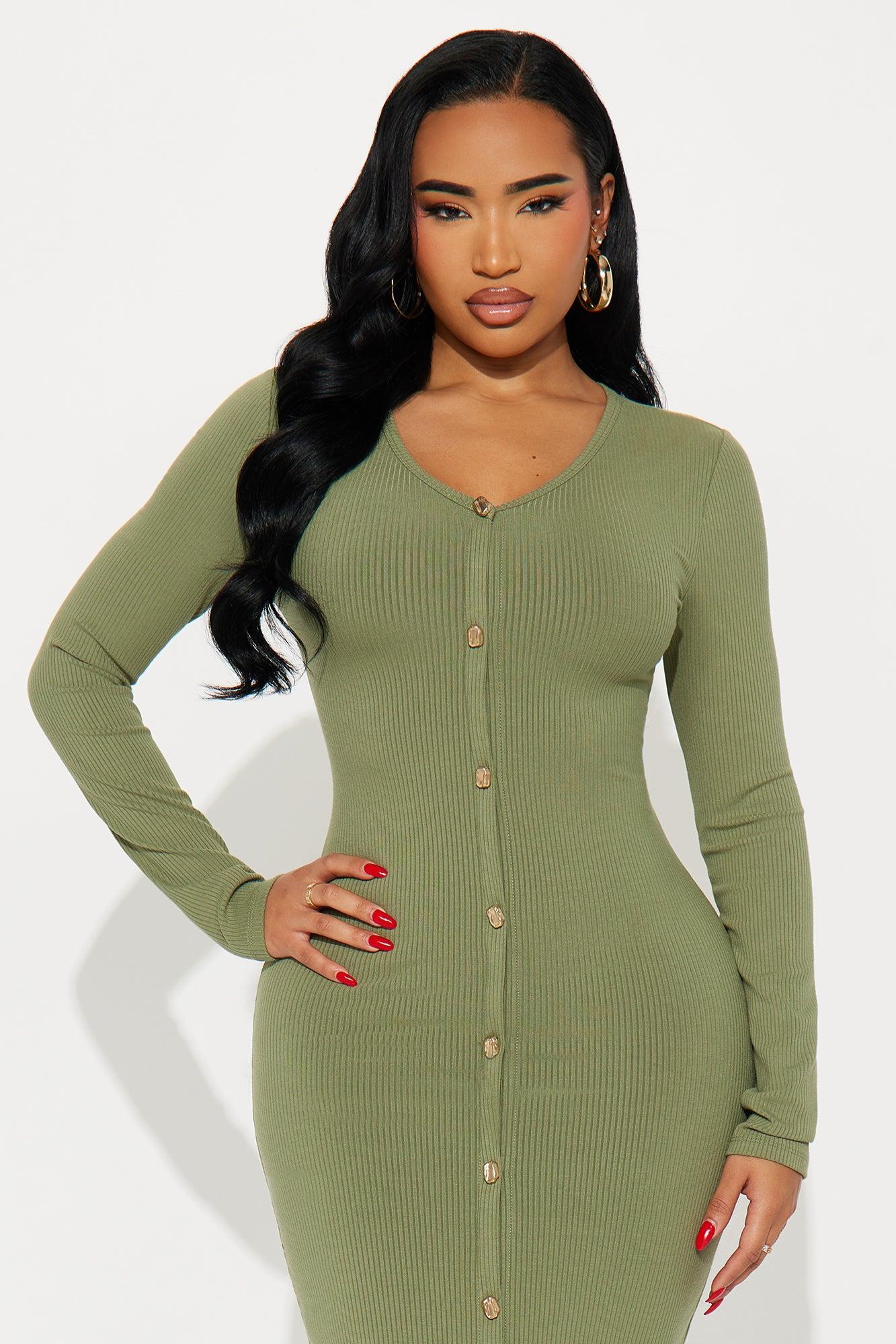 Weekend Vibin' Ribbed Maxi Dress - Olive Product Image