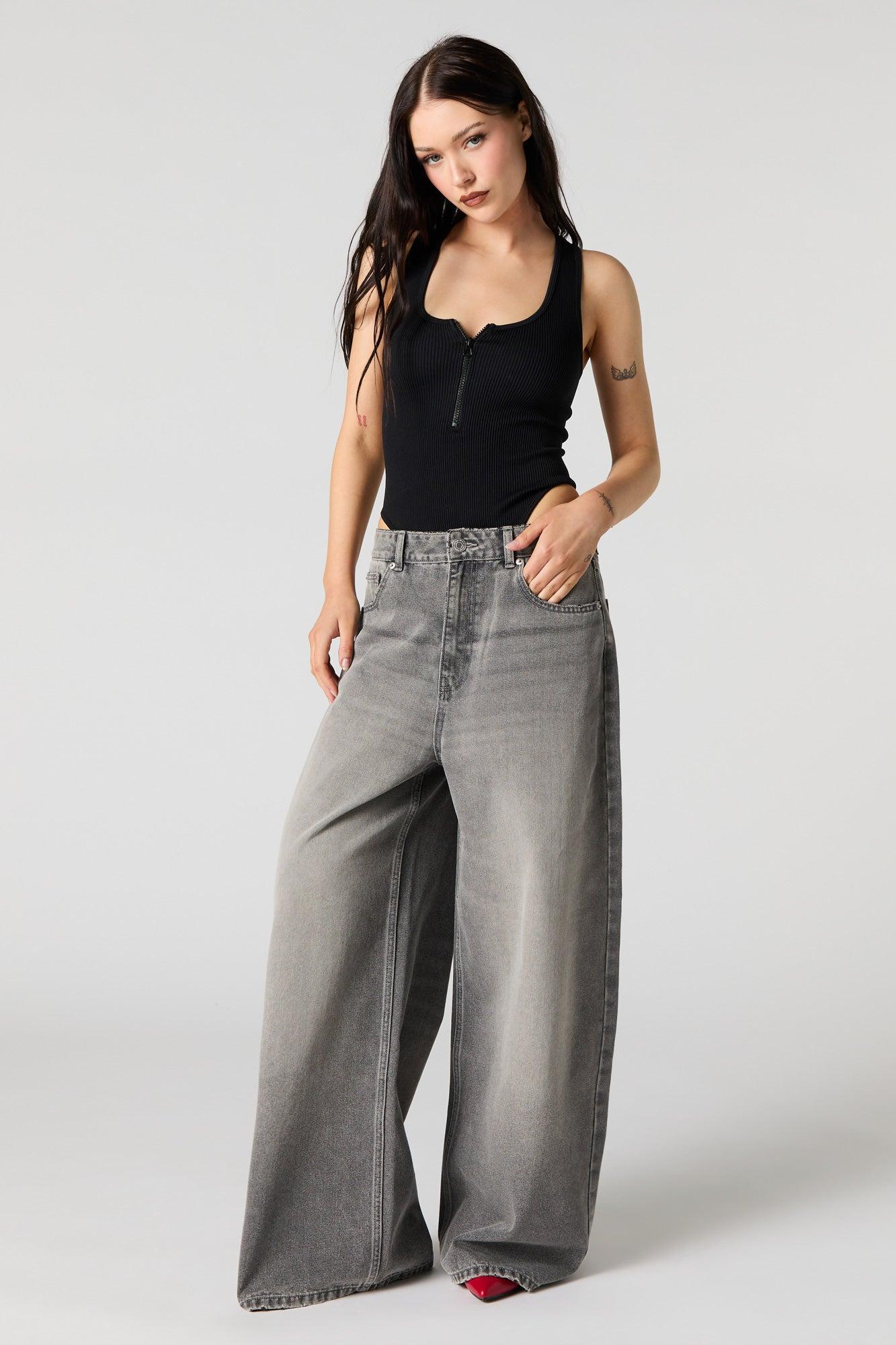 Ribbed Zip-Up Bodysuit Female Product Image