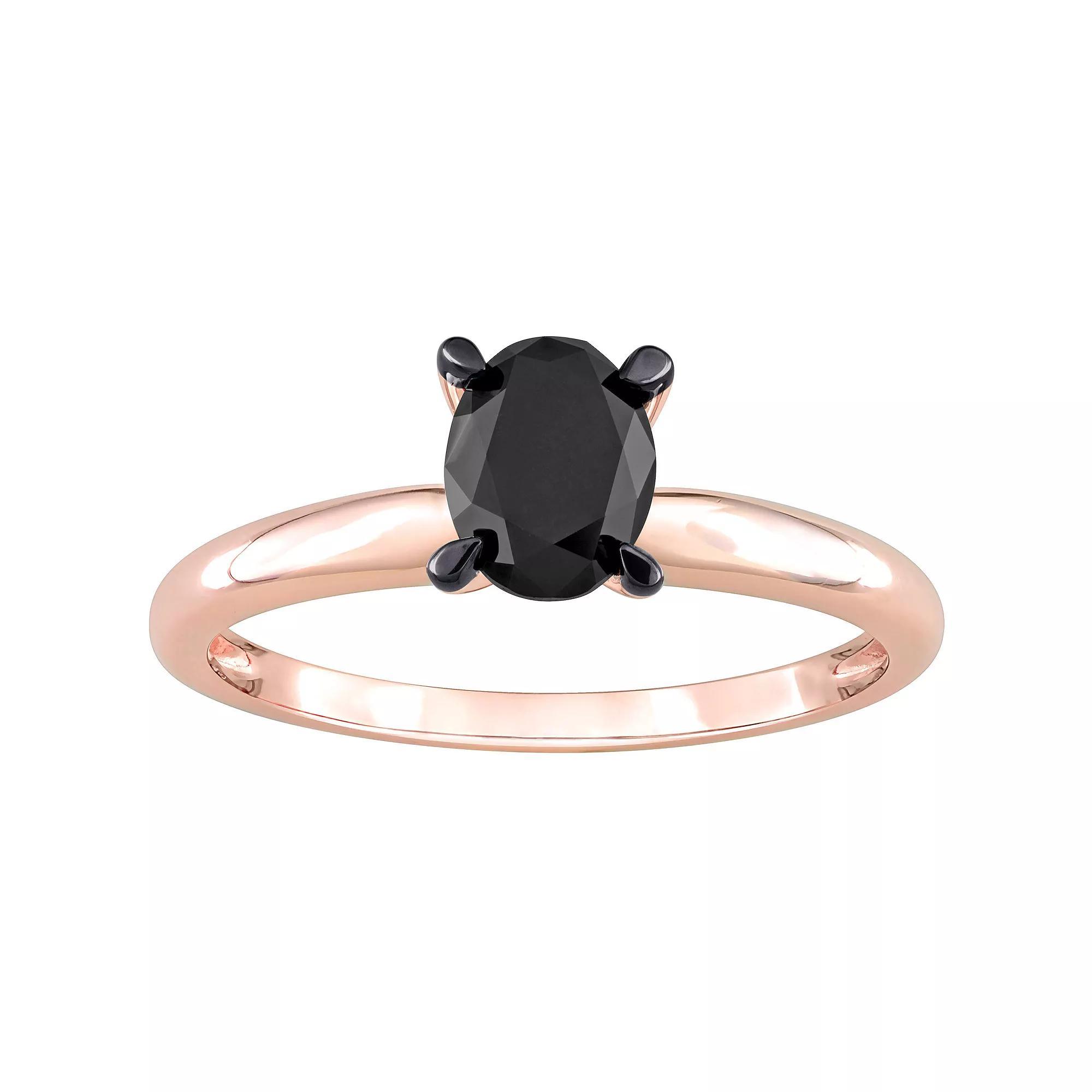 Stella Grace 14k Rose Gold 1 Carat T.W Black Diamond Oval Solitaire Ring, Women's, Size: 8.50 Product Image