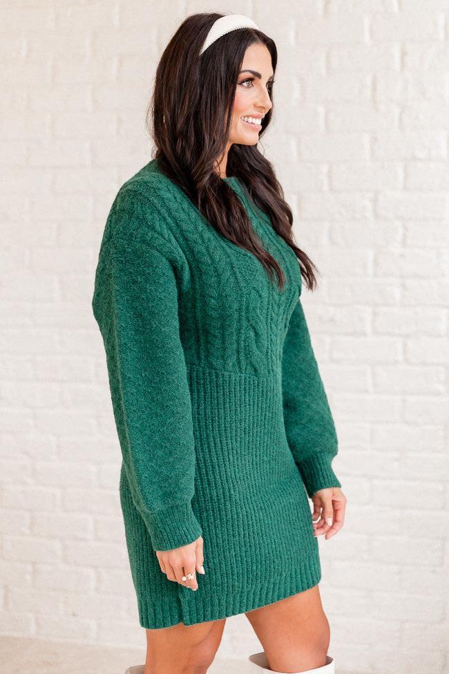 All Is Bright Evergreen Multi Textured Long Sleeve Sweater Dress FINAL SALE Product Image