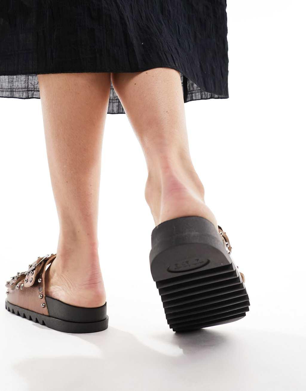 ASOS DESIGN Fantasy studded flat sandal Product Image