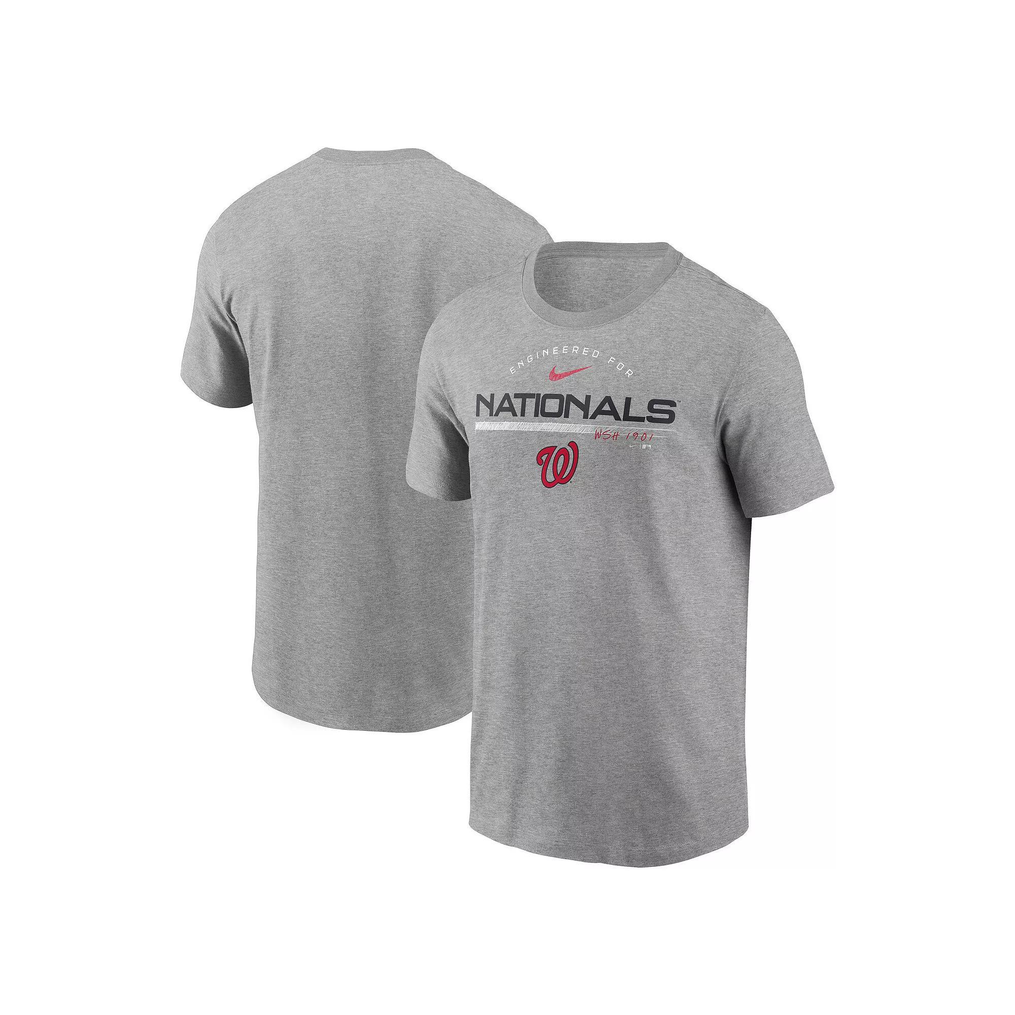 Men's Nike Heather Gray Washington Nationals Team Engineered Performance T-Shirt, Size: Medium, Grey Product Image