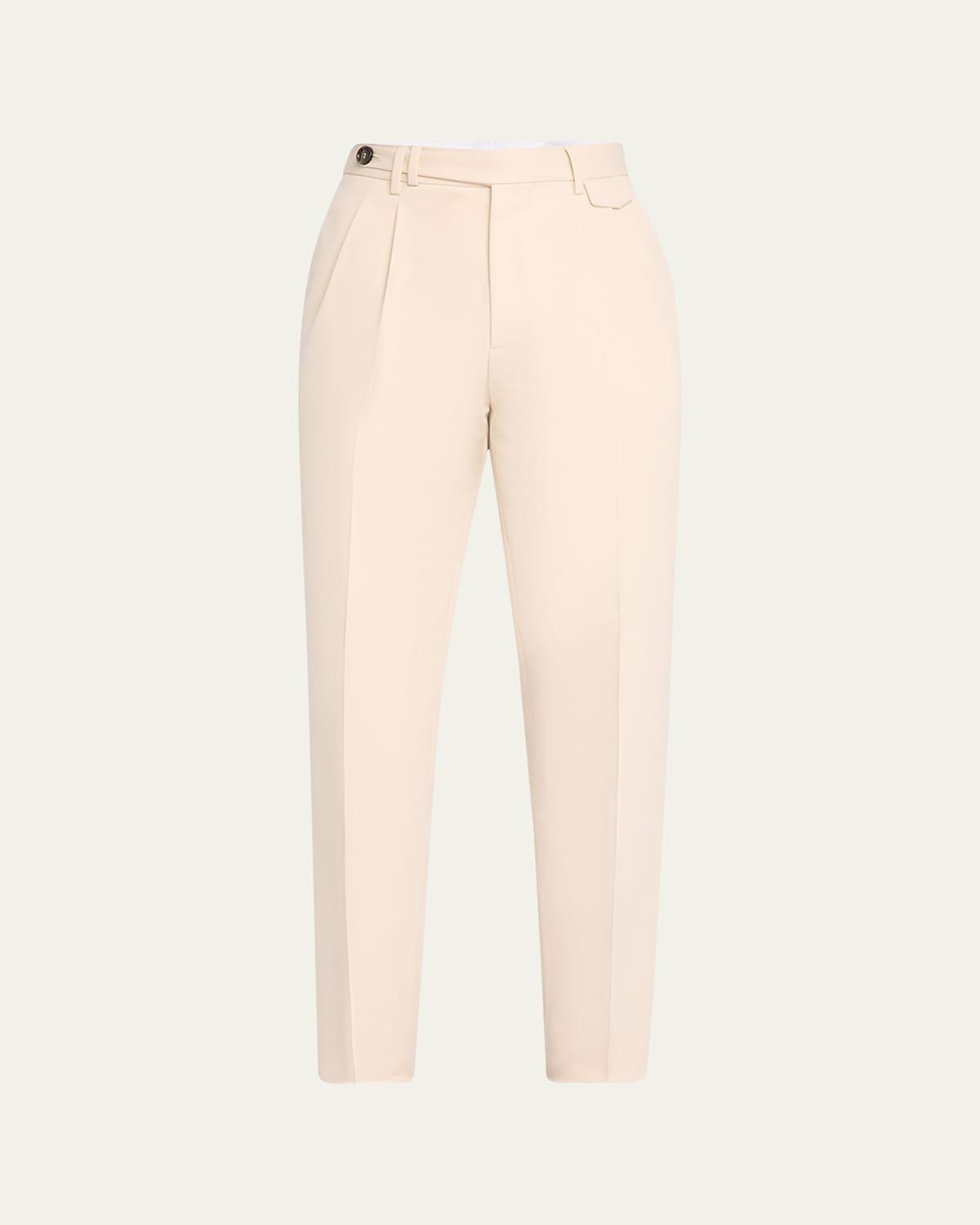 Mens Cotton and Wool Double-Pleated Pants Product Image