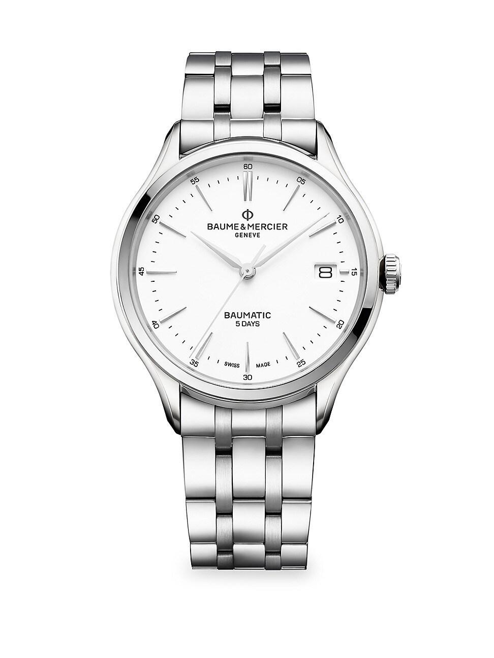 Womens Clifton Baumatic Stainless Steel Rhodium-Plated Bracelet Watch Product Image