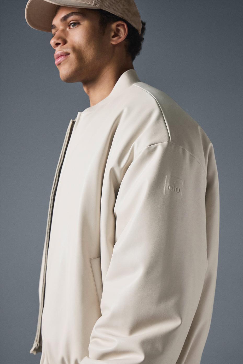 Faux Leather Premier Bomber - Bone Male Product Image