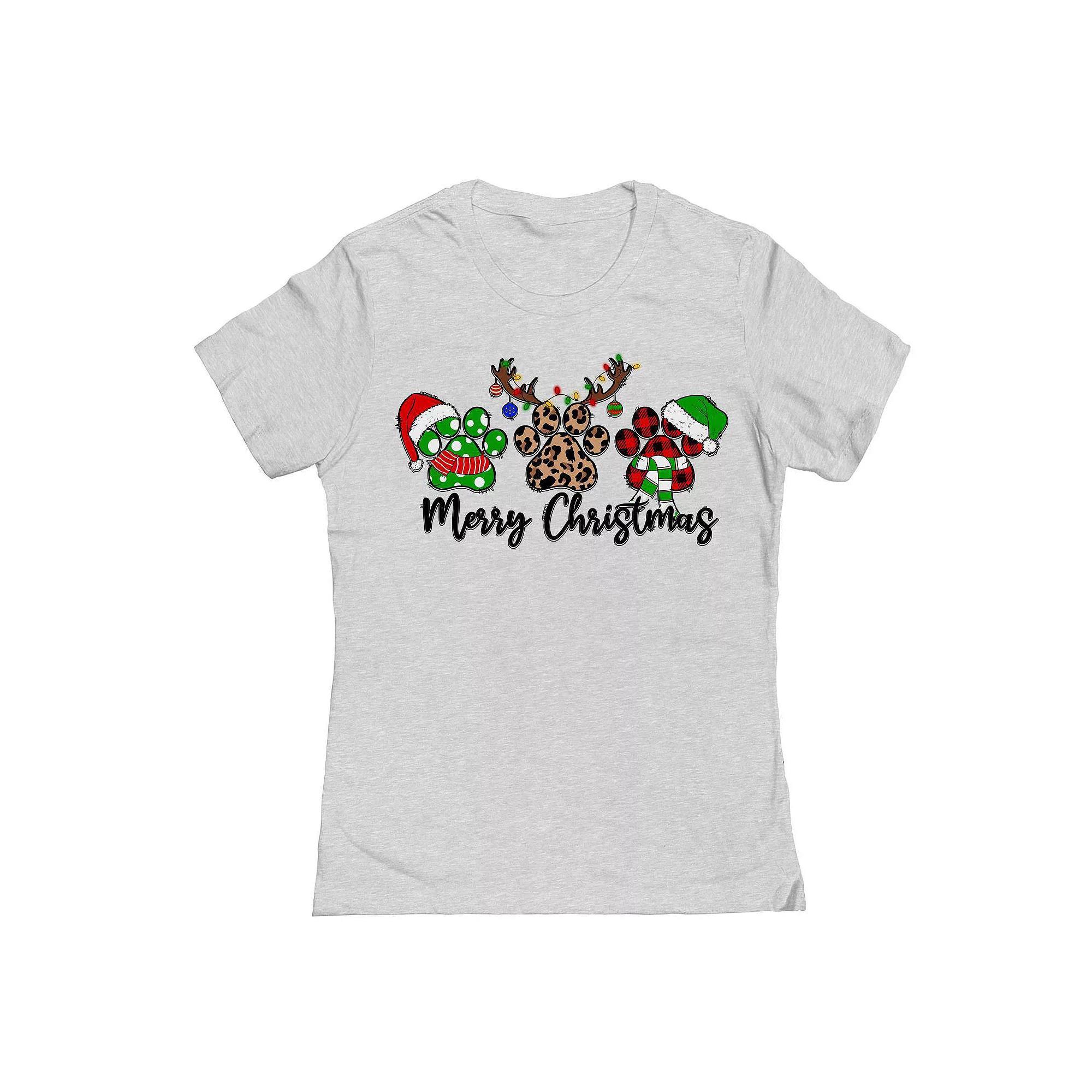 Juniors Merry Christmas Antlers Graphic Tee, Womens Grey Gray Product Image