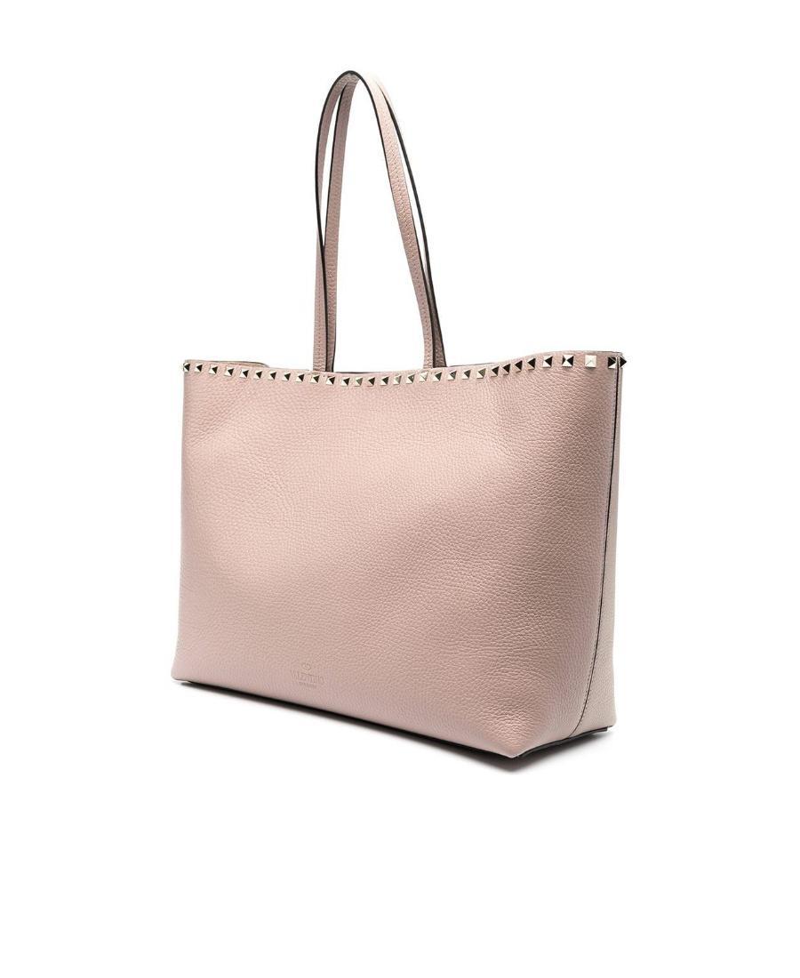 VALENTINO GARAVANI Rockstud Shopper Tote In Nude Product Image