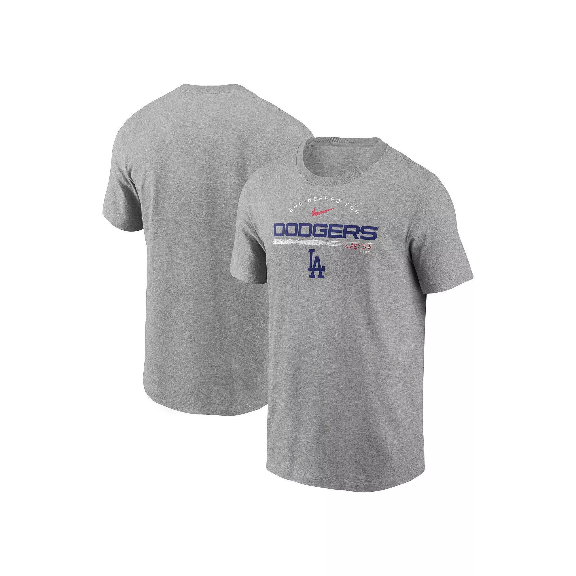 Men's Nike Heather Gray Los Angeles Dodgers Team Engineered Performance T-Shirt, Size: Small, Grey Product Image