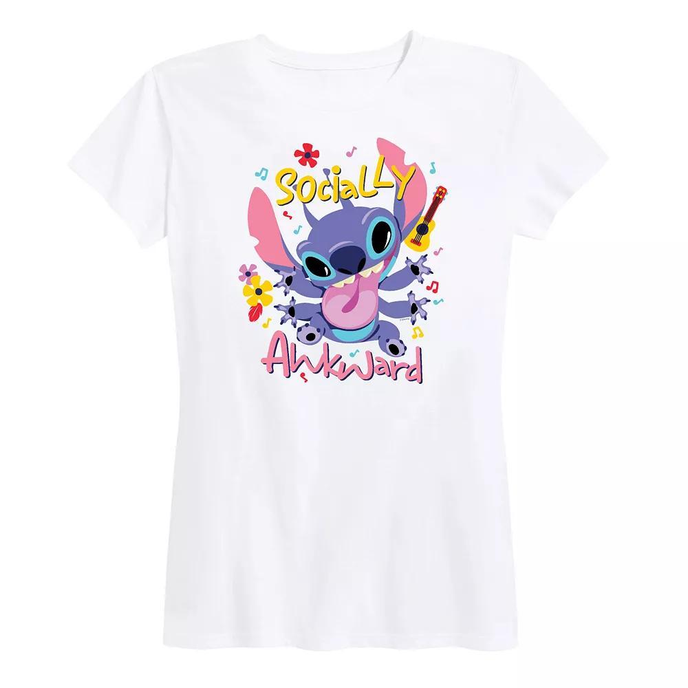 Disneys Lilo & Stitch Womens Socially Awkward Graphic Tee Product Image