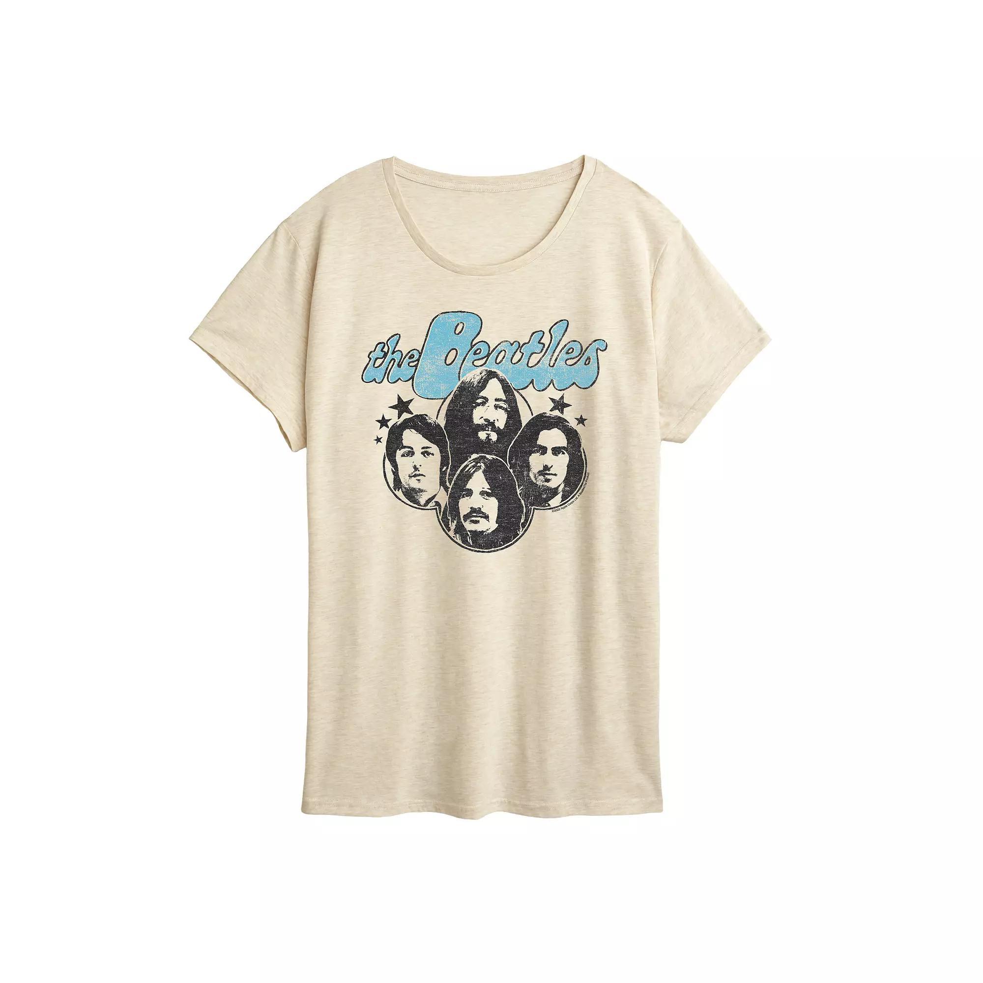 Women's The Beatles Vintage Stars Graphic Tee, Size: Large, Beige Product Image