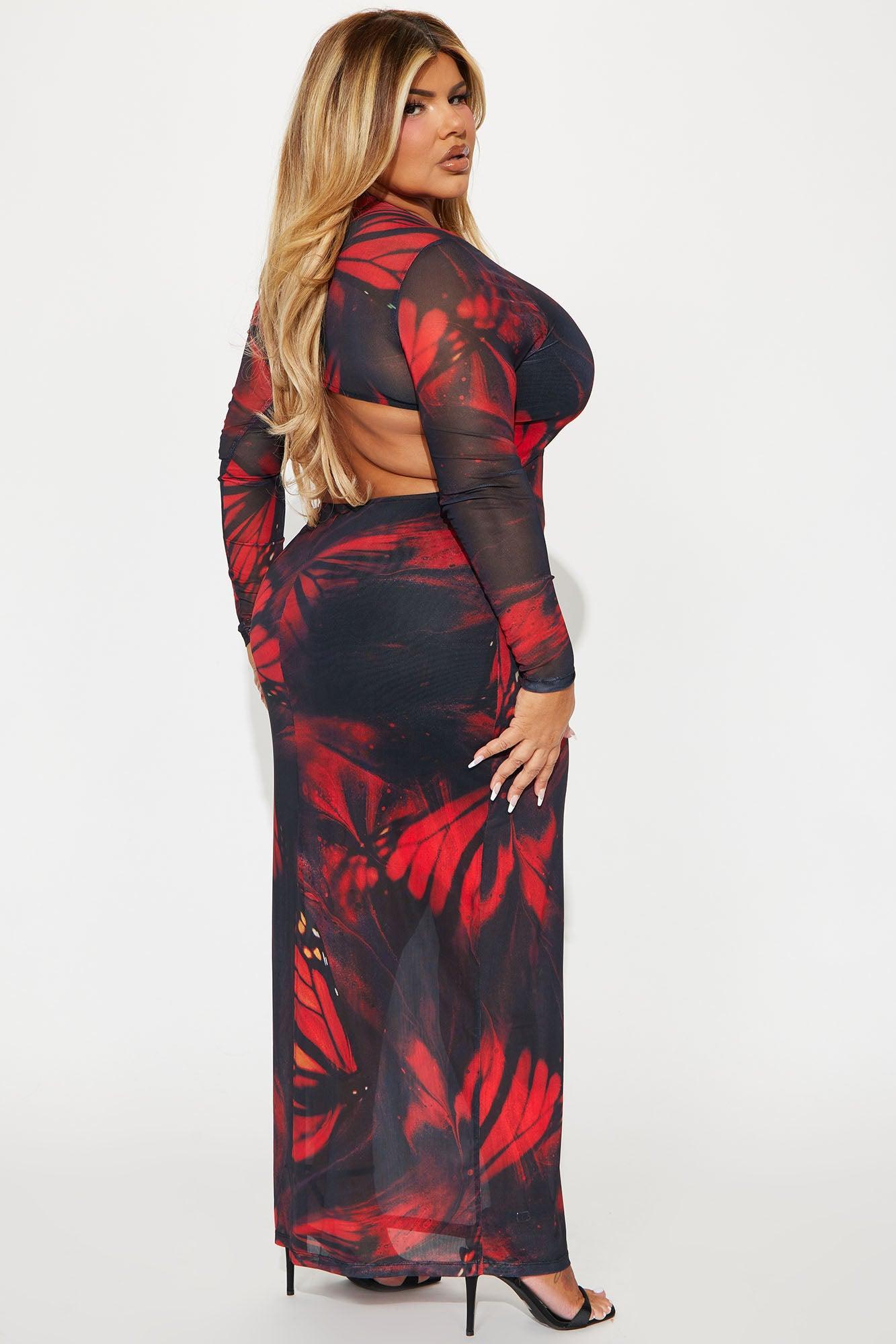 Vermilionaire Mesh Maxi Dress - Red/combo Product Image