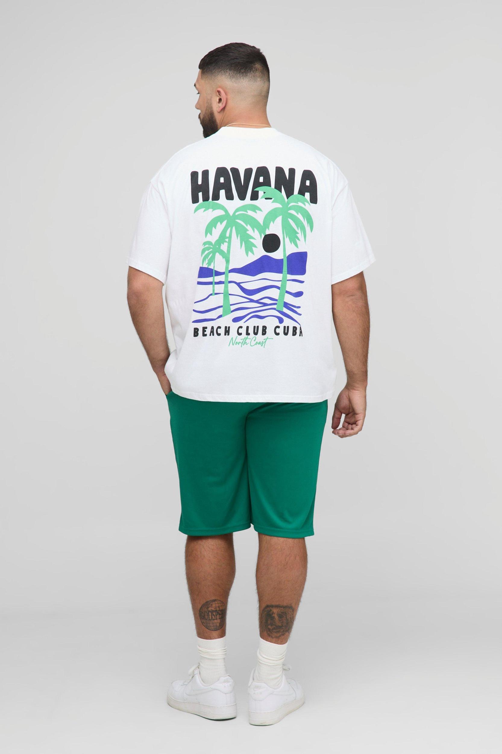 Plus Oversized Havana Palm Printed T-Shirt | boohooMAN USA Product Image