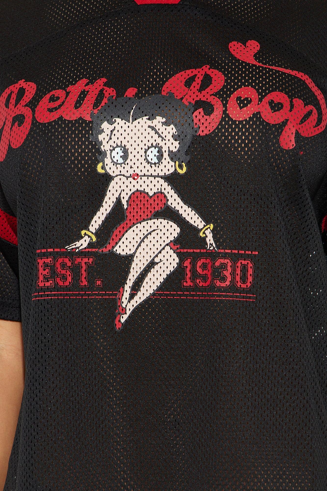 Betty Boop Football Jersey Tee - Black Product Image