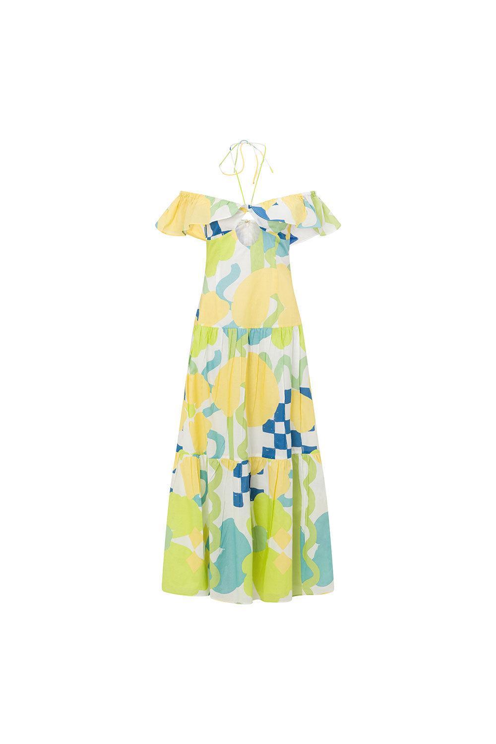 Adorne Midi Dress - Checker Floral Aliza Product Image
