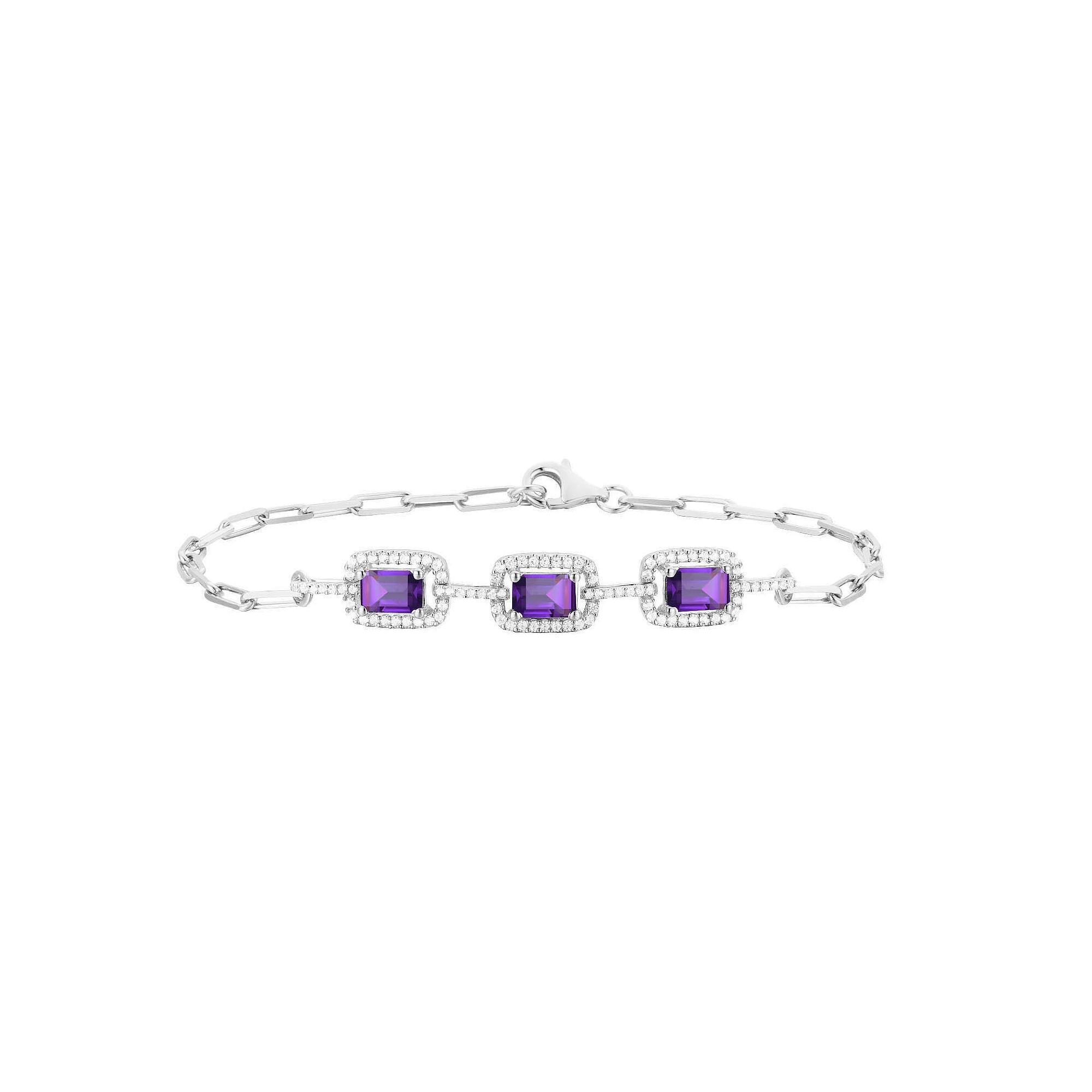 Sterling Silver Amethyst & Lab-Created White Sapphire Bracelet, Womens Product Image