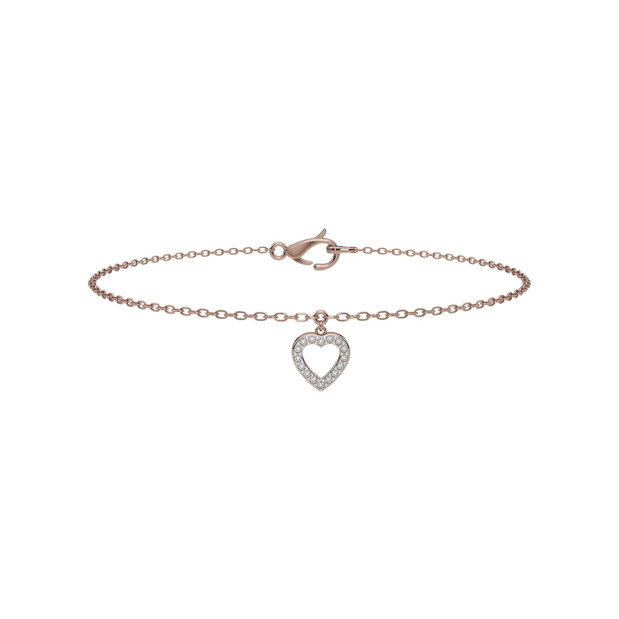 10k Rose Gold Diamond Accent Heart Bracelet, Women's, Size: 7.25", 10k Gold Product Image