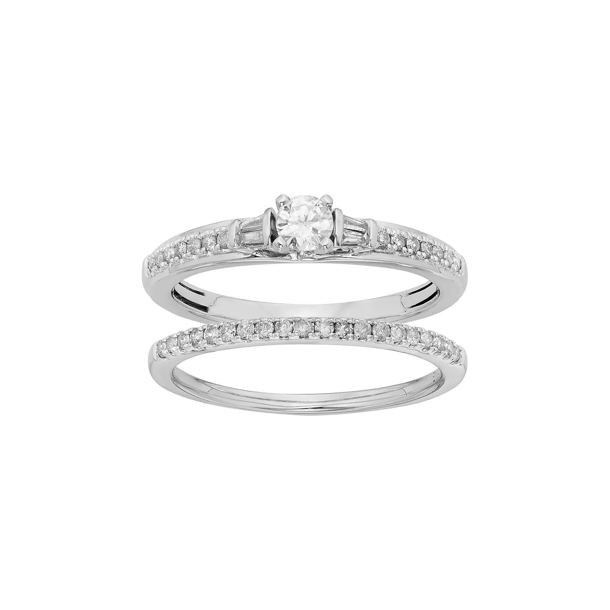 The Regal Collection Diamond Engagement Ring Set in 10k White Gold (1/2 Carat T.W.), Women's, Size: 5 Product Image