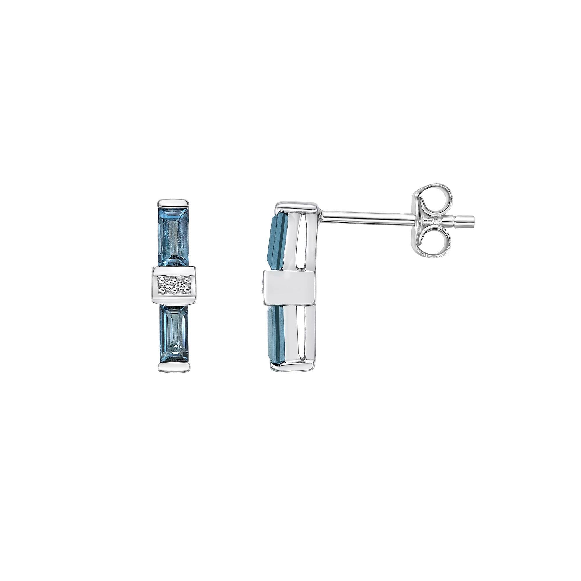 Gemminded Sterling Silver London Blue & White Topaz Earrings, Women's Product Image