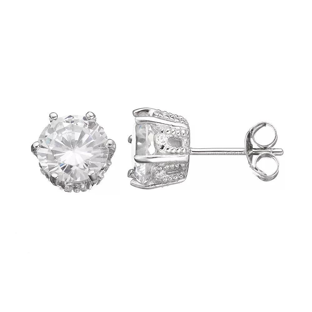 Sophie Miller Cubic Zirconia Sterling Silver Stud Earrings, Women's, White Product Image