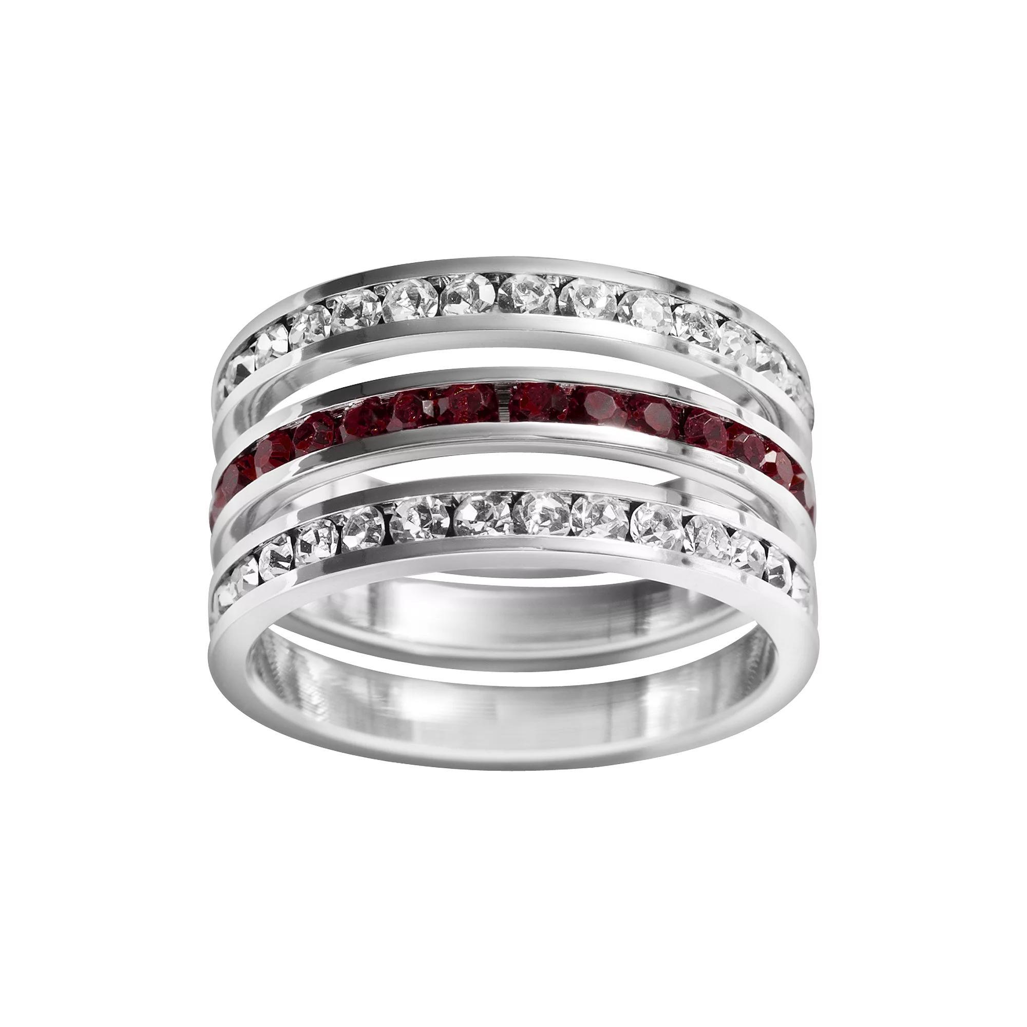Traditions Jewelry Company Sterling Silver Crystal Eternity Ring Set, Womens White Blue Product Image