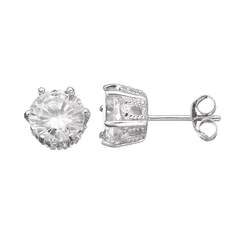 Sophie Miller Cubic Zirconia Sterling Silver Stud Earrings, Women's, White Product Image
