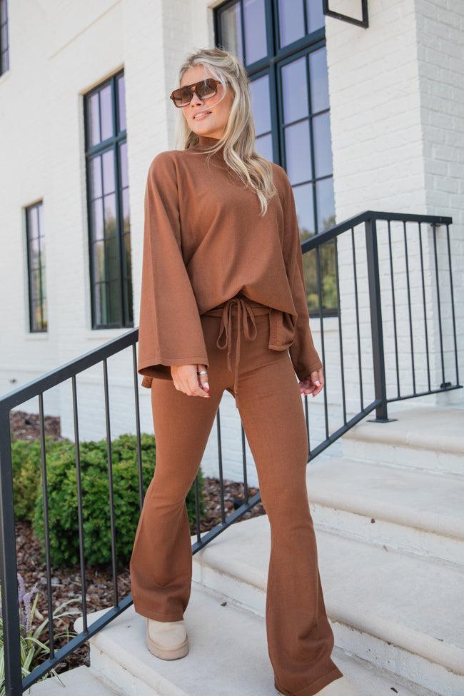 All Set Chocolate Solid Sweater Set SALE Product Image