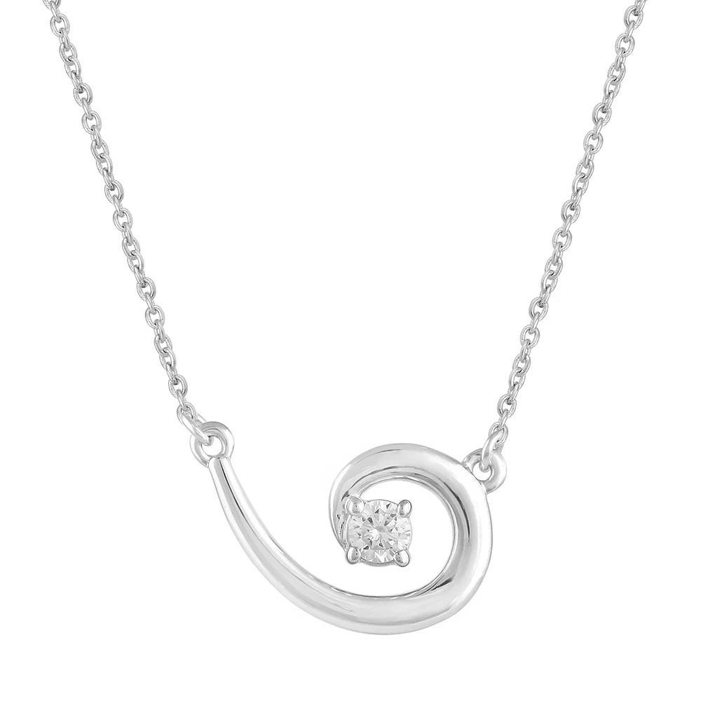 Royal Aura Sterling Silver 1/10 Carat T.W. Diamond Spiral Necklace, Women's, Size: 18" Product Image