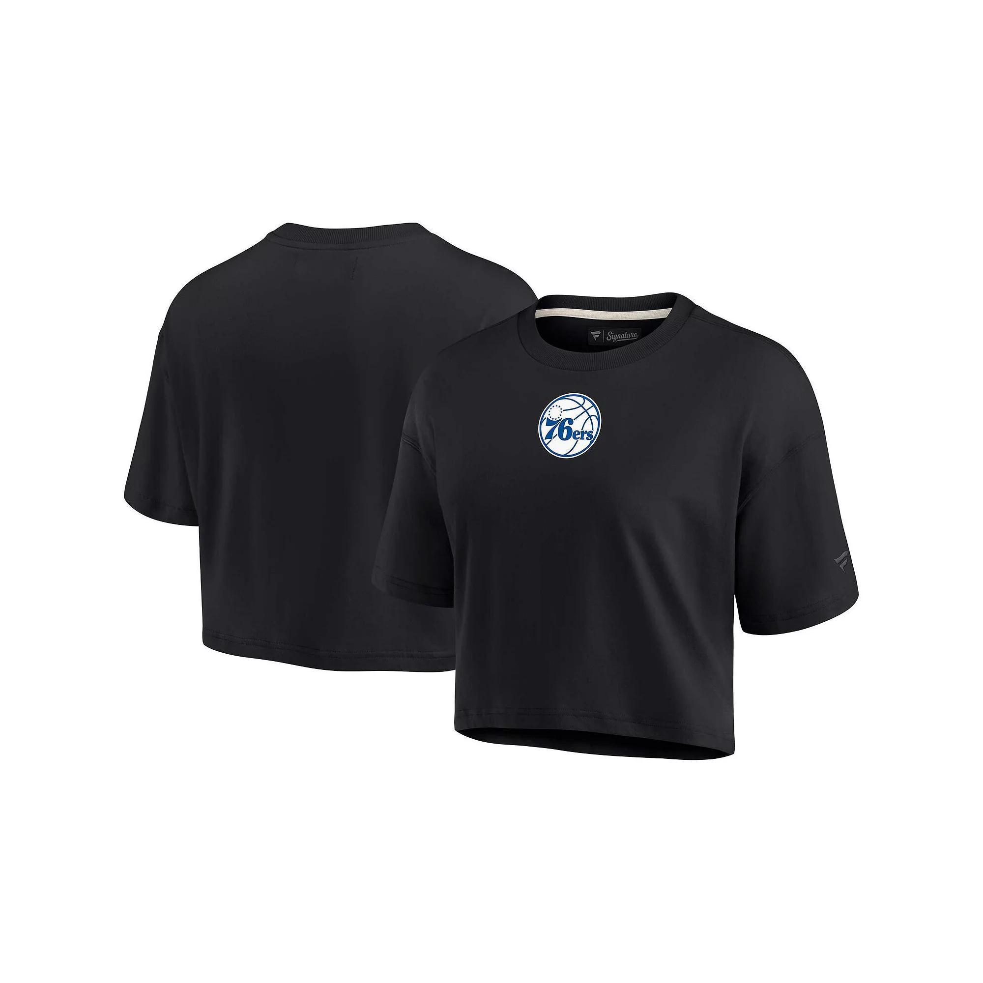 Women's Fanatics Signature Black Philadelphia 76ers Super Soft Boxy Cropped T-Shirt, Size: Medium, 76r Black Product Image