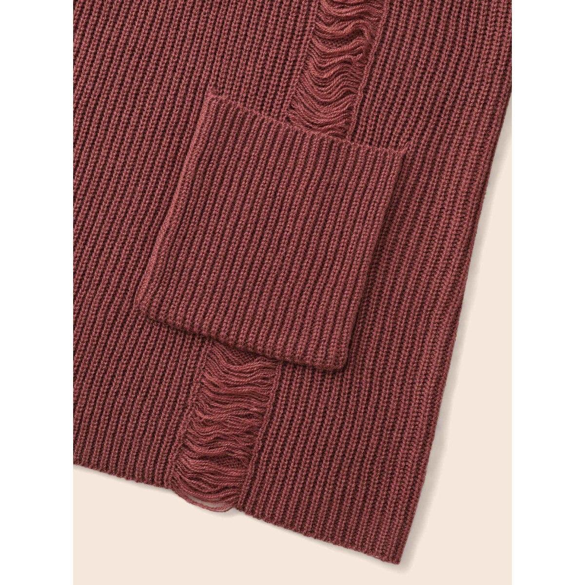 Plus Size Floating Lines Pockets Open Cardigan Burgundy Women Casual Long Sleeve Everyday Cardigans BloomChic 18-20/2X Product Image