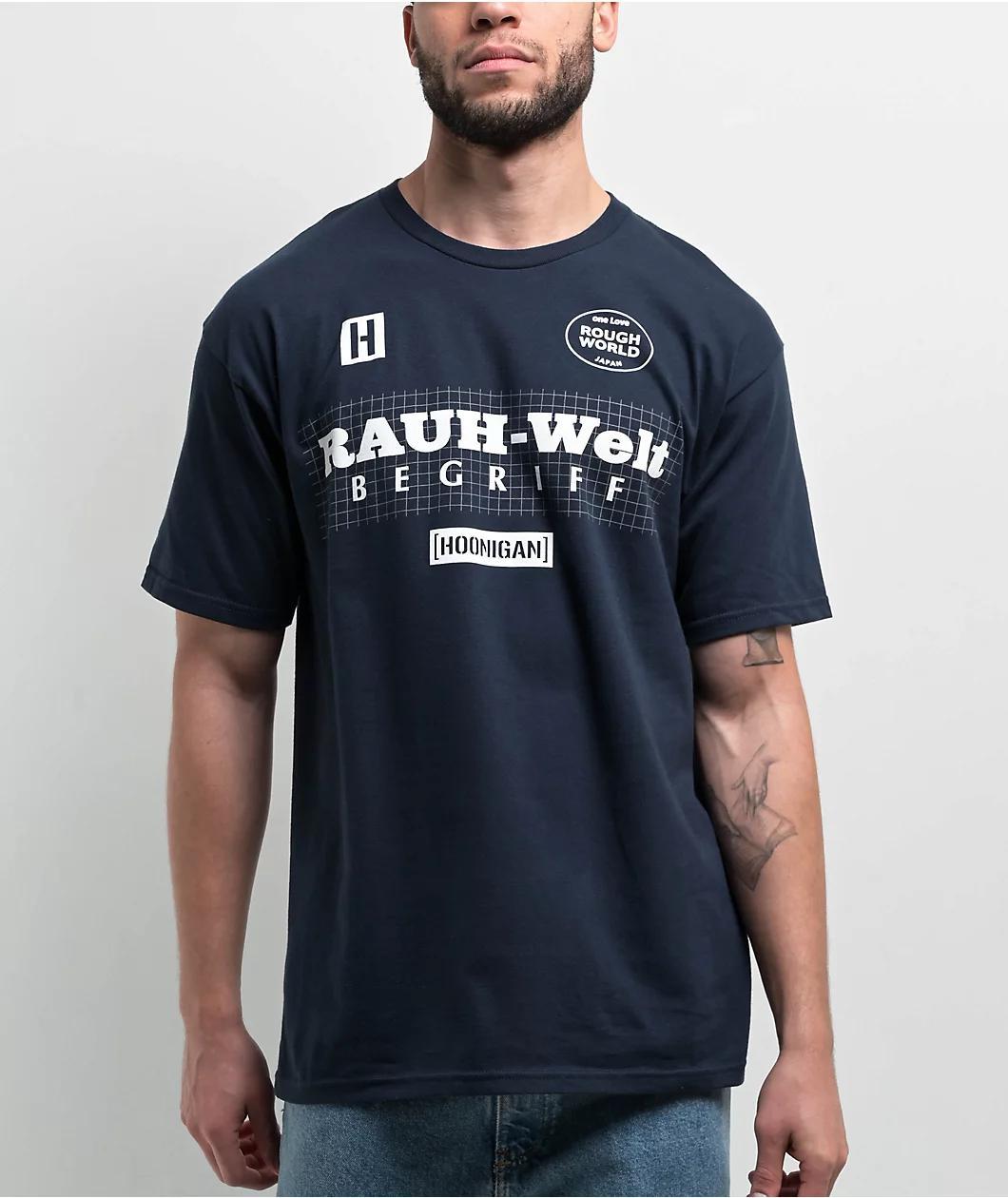 Rough World x Hoonigan Rauh Welt Grid Navy T-Shirt Product Image