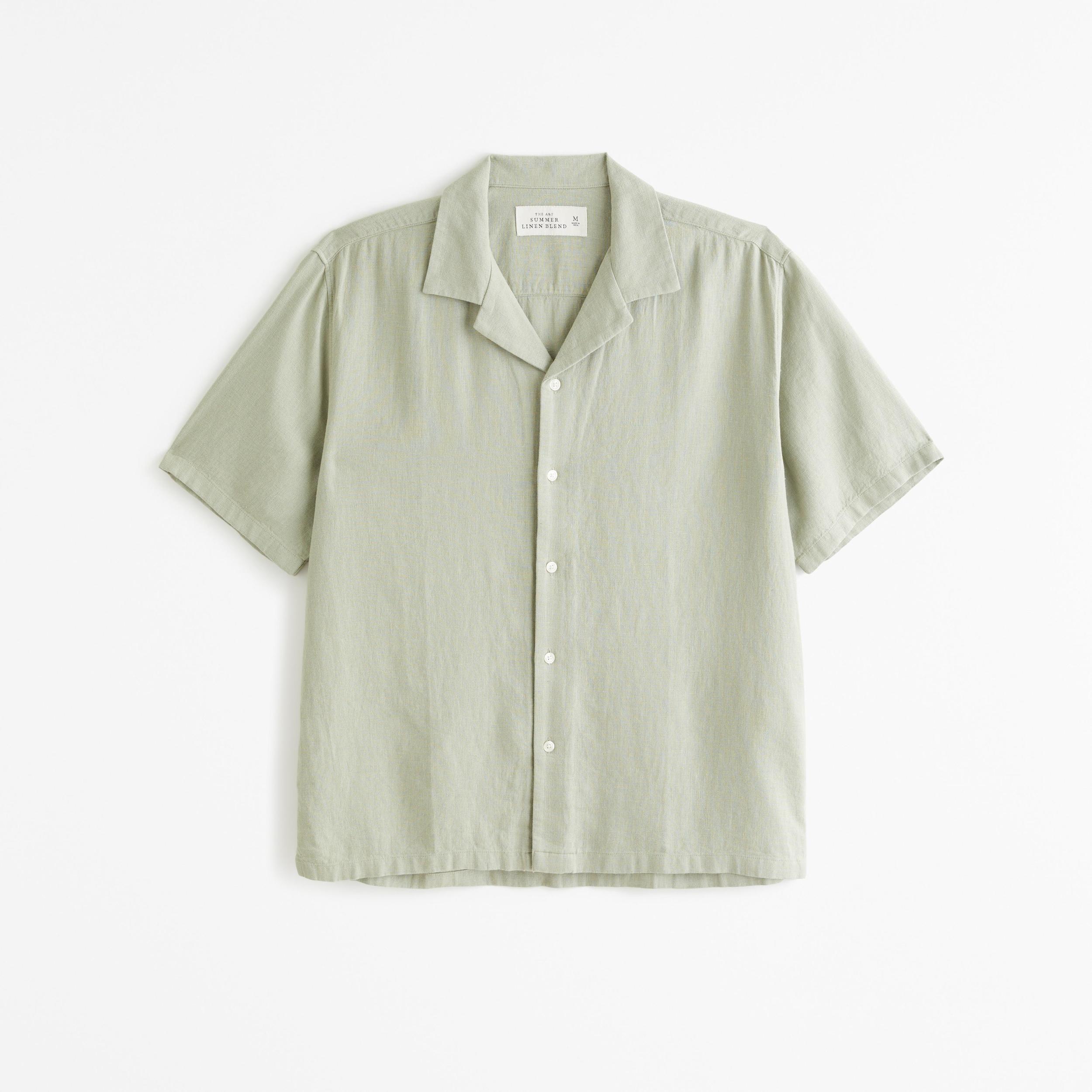 Camp Collar Linen-Blend Shirt Product Image