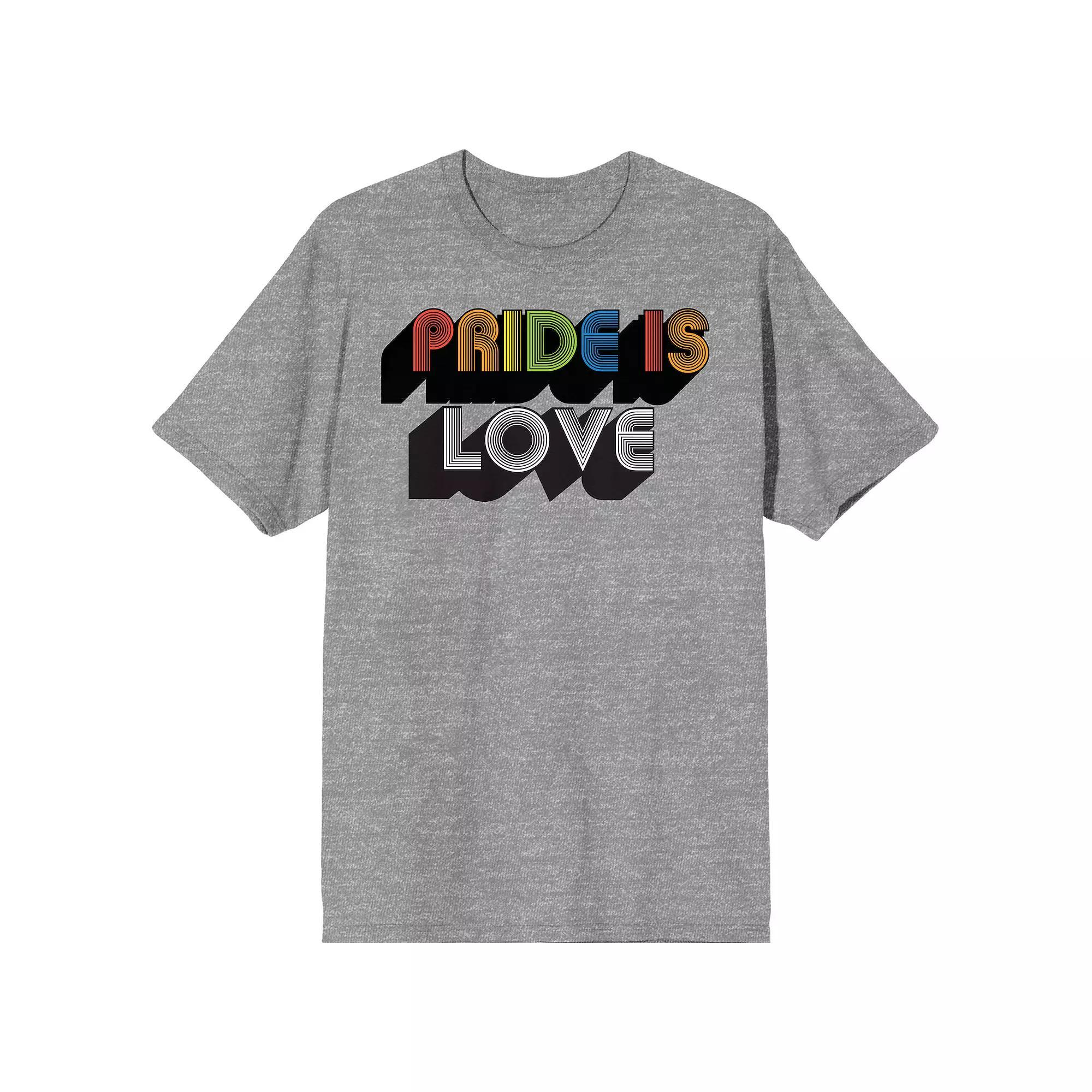 Men's Pride Rainbow Pride Is Love Tee, Size: Medium, Gray Product Image