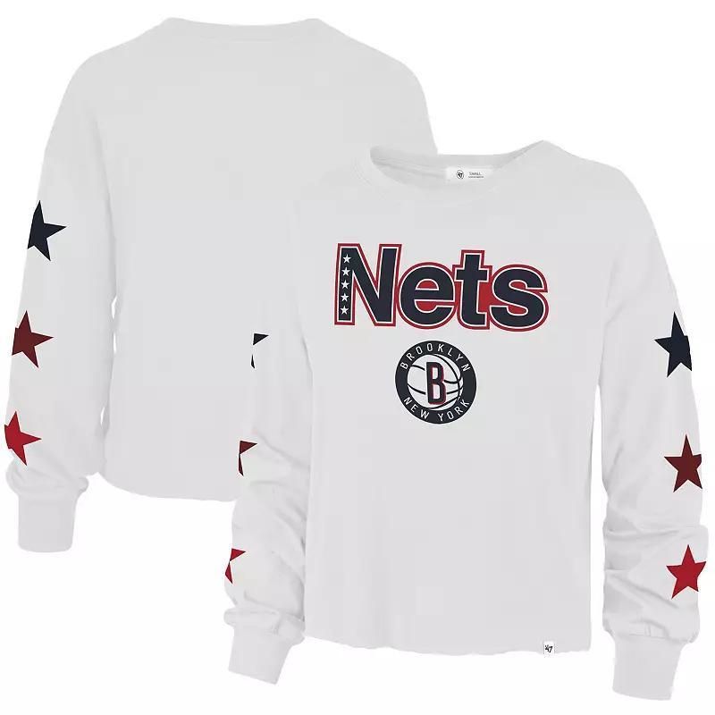 Women's '47 White Brooklyn Nets 2021/22 City Edition Call Up Parkway Long Sleeve T-Shirt, Size: XL Product Image