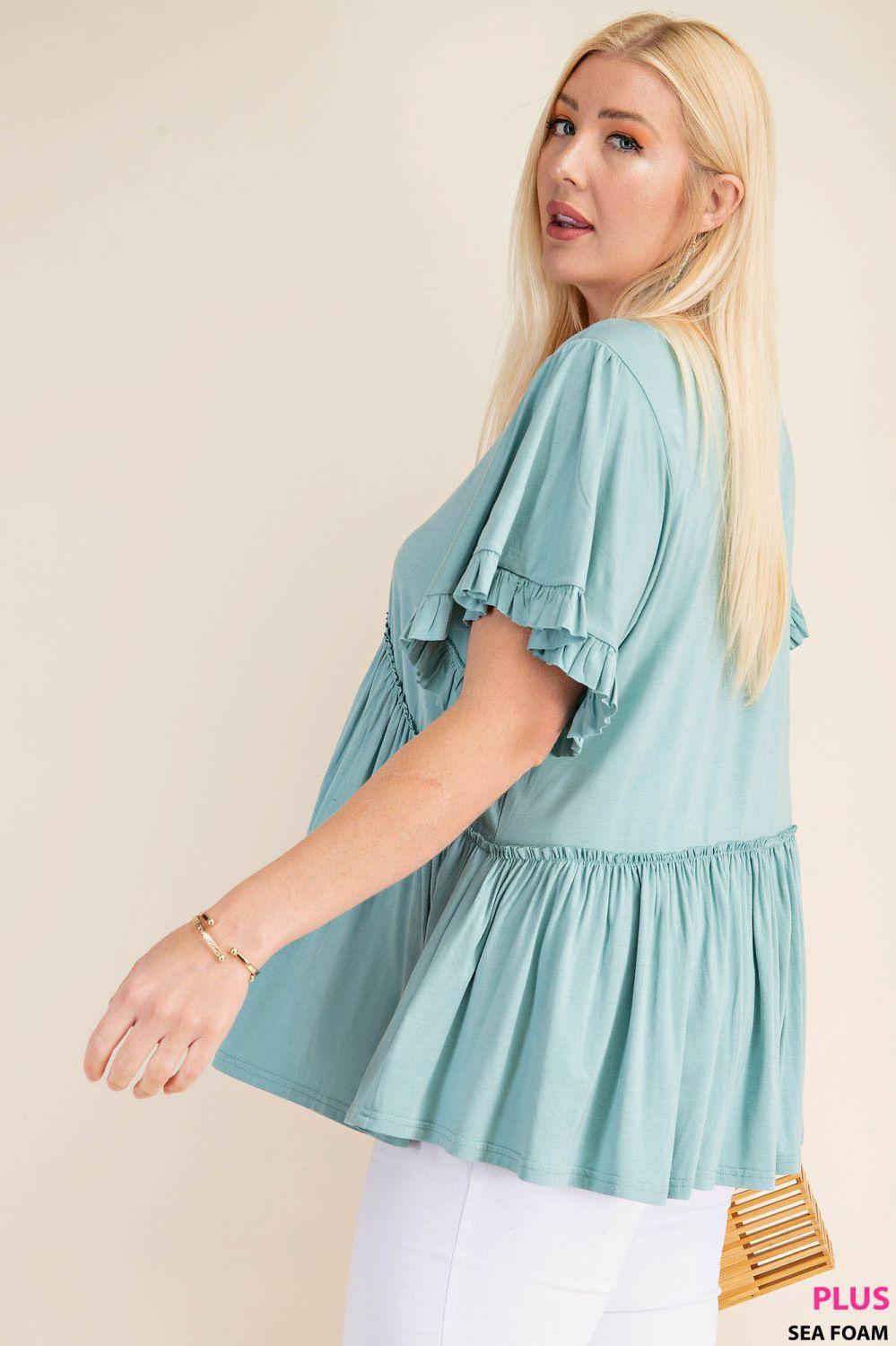 7275   Gracie Bell Sleeve Ruffle Top - Reg & Plus! Product Image