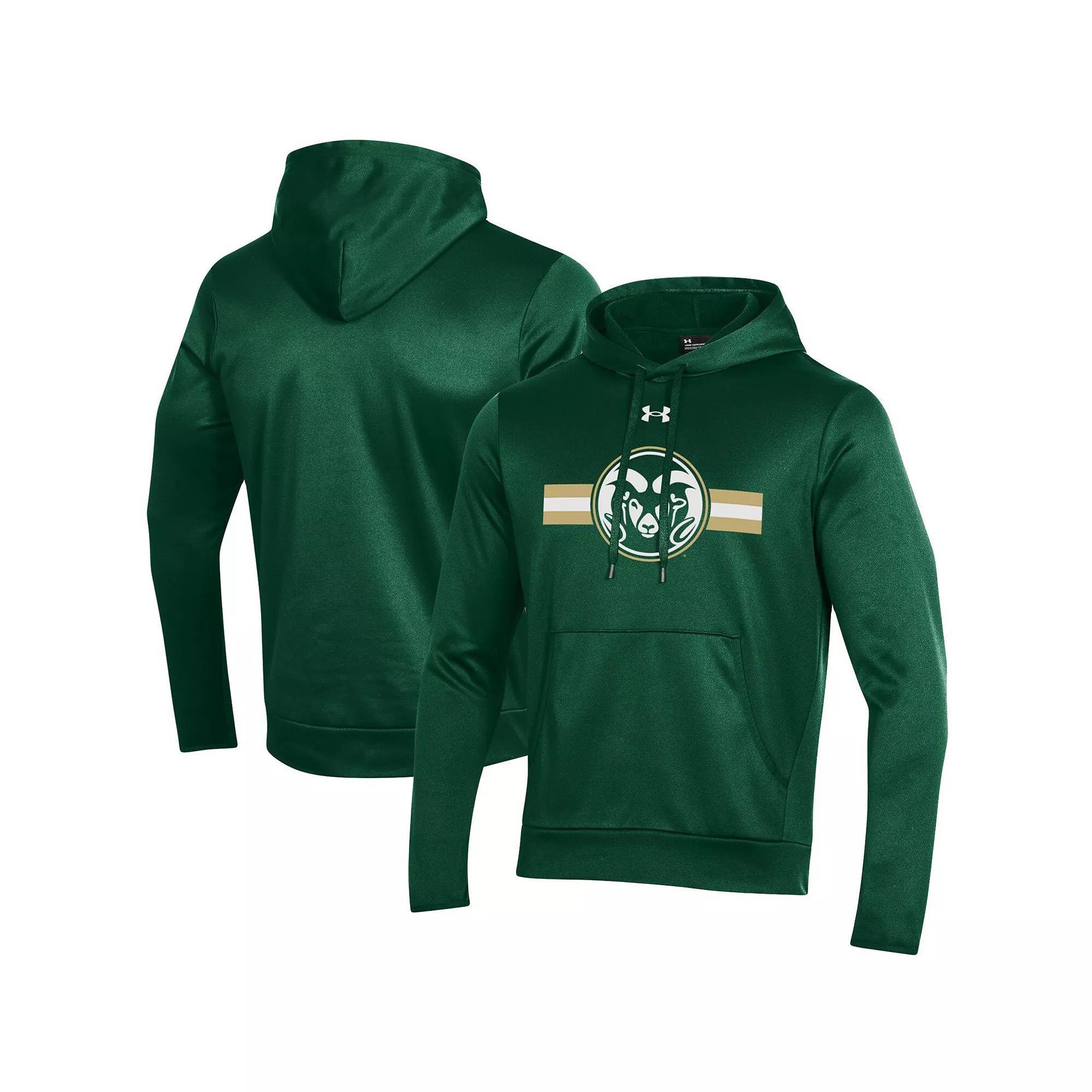 Mens Under Armour Colorado State Rams Logo Stripe Fleece Pullover Hoodie Product Image