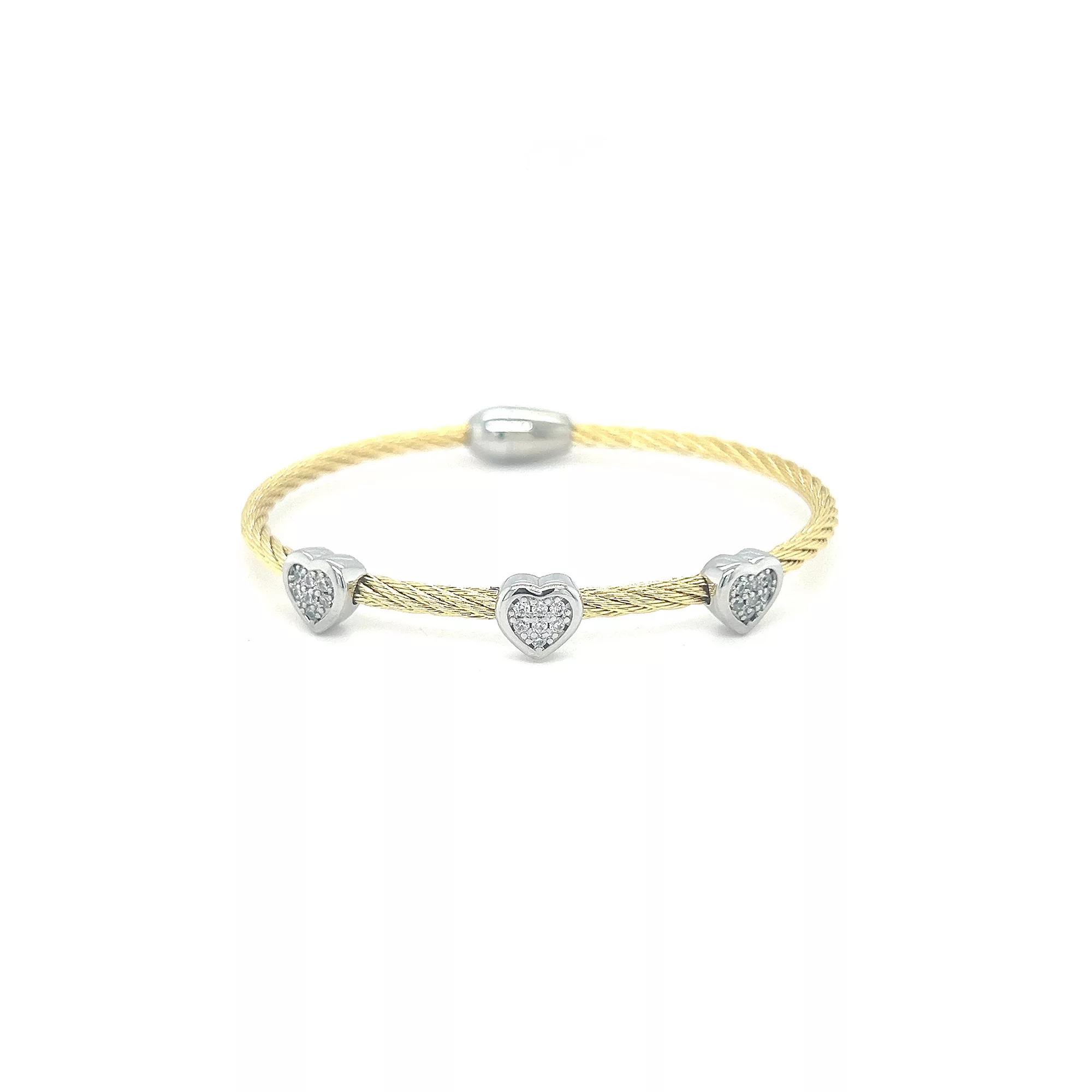 Juvell Two Tone 18k Gold Plated Cubic Zirconia Bangle Bracelet, Women's, Size: 7" Product Image