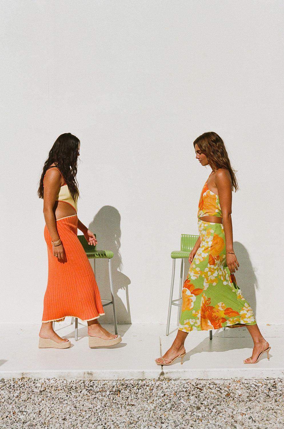 Gala Cutout Dress - Floral Sunset Product Image