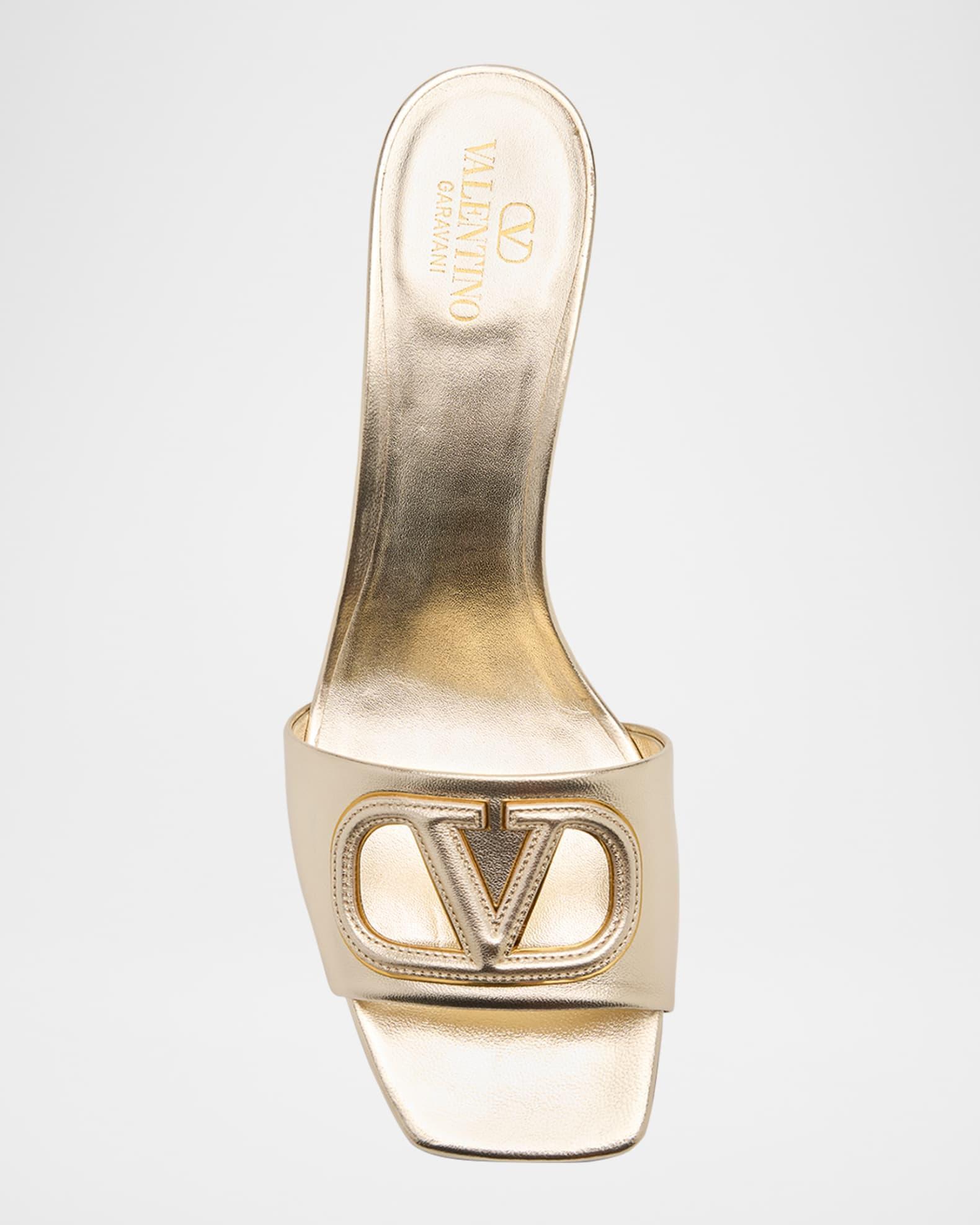 VLogo Metallic Leather Cutout Mule Sandals Product Image