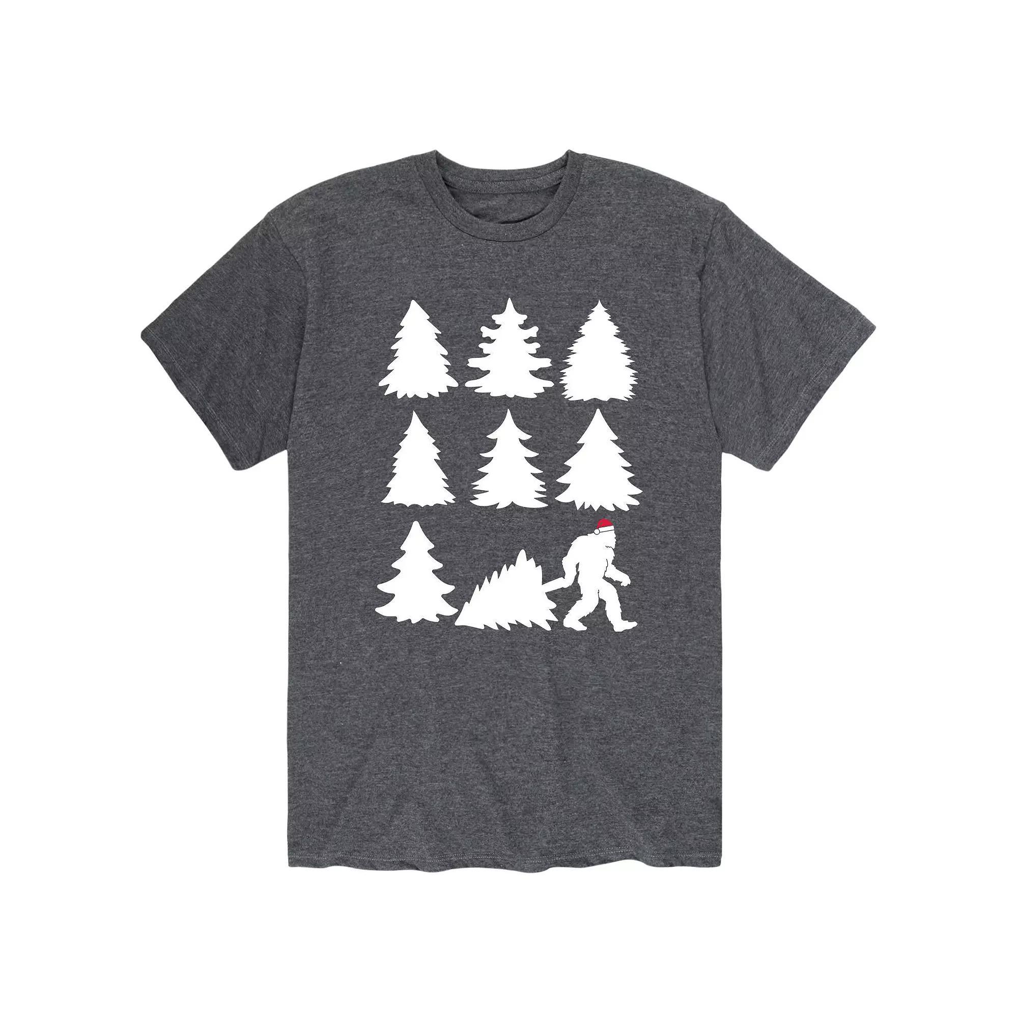Mens Sasquatch Tree Tee Grey Military Green Product Image