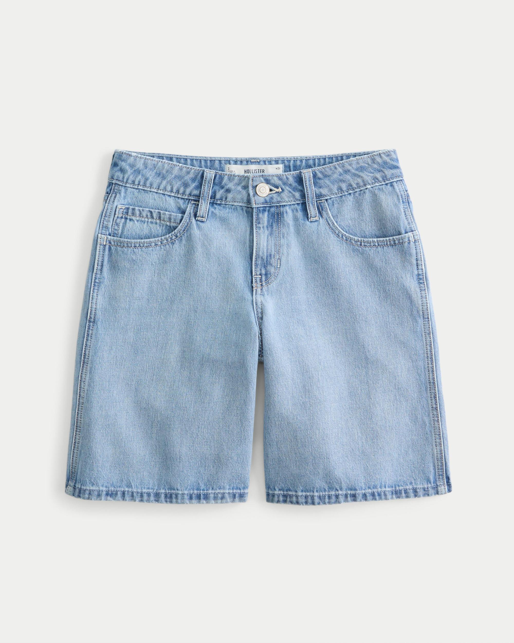 Low-Rise Washed Black Baggy Jort Product Image
