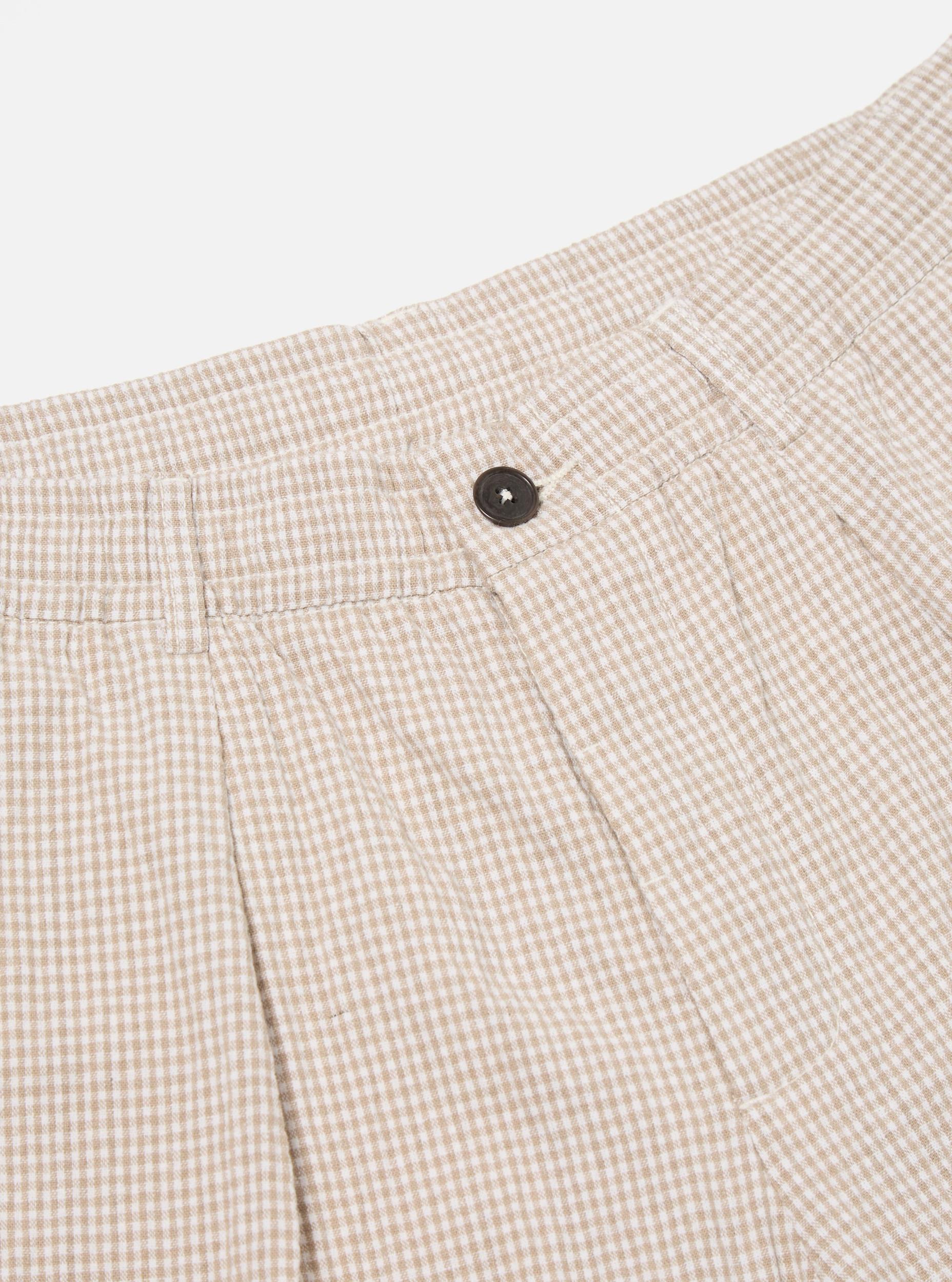 Ecru/Sand Ospina Check Cotton Pleated Track Short Product Image