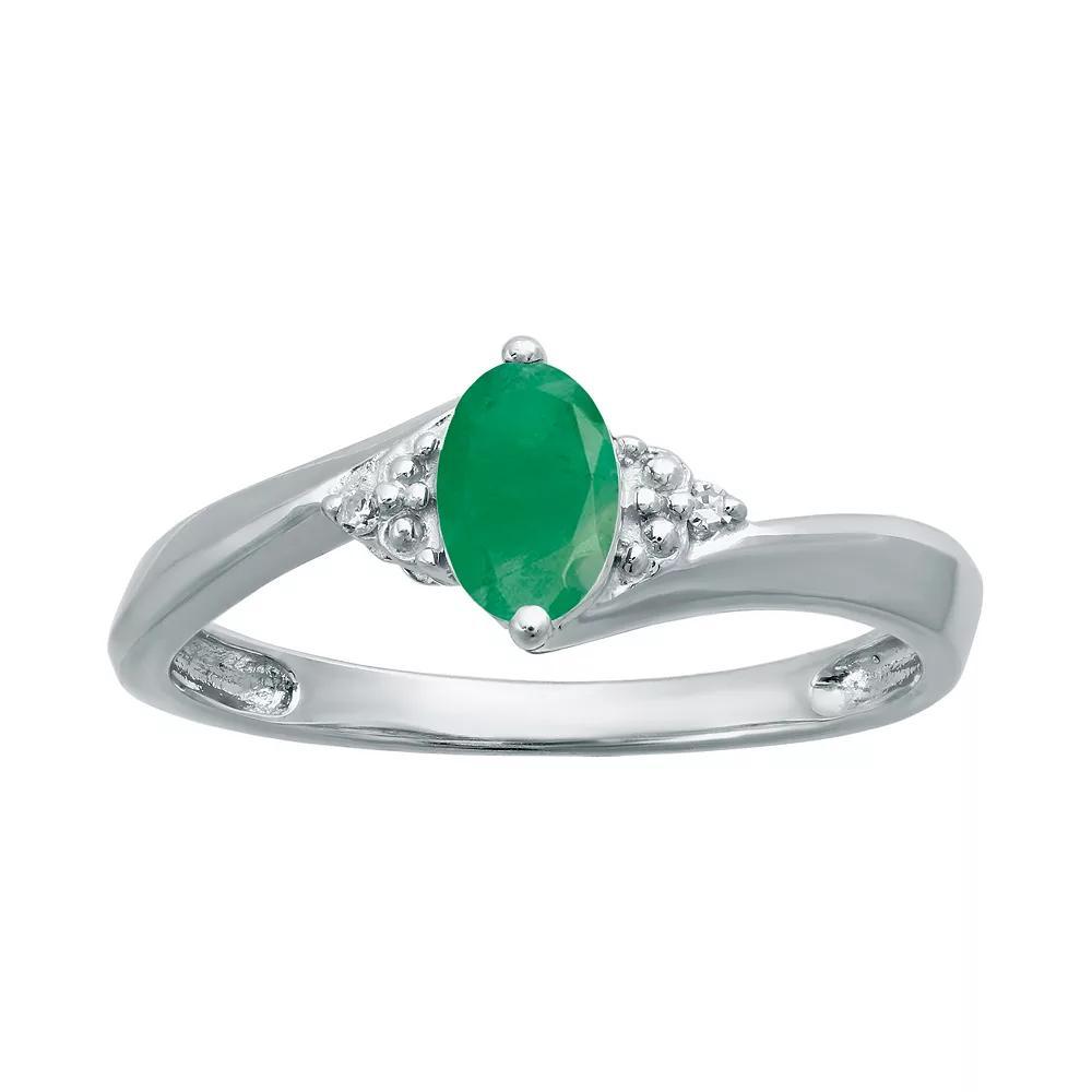 Gemminded Sterling Silver Gemstone Diamond Accent Ring, Women's, Size: 5, Green Product Image