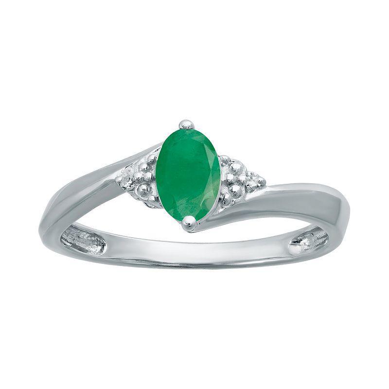 Gemminded Sterling Silver Gemstone Diamond Accent Ring, Women's, Size: 5, Green Product Image