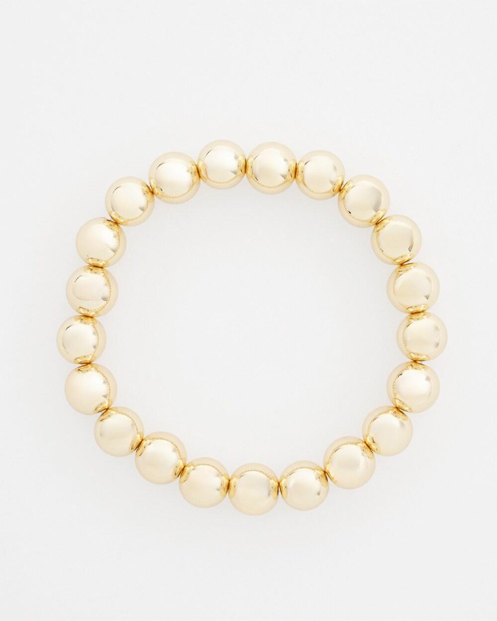 Large Gold Tone Beaded Stretch Bracelet Product Image
