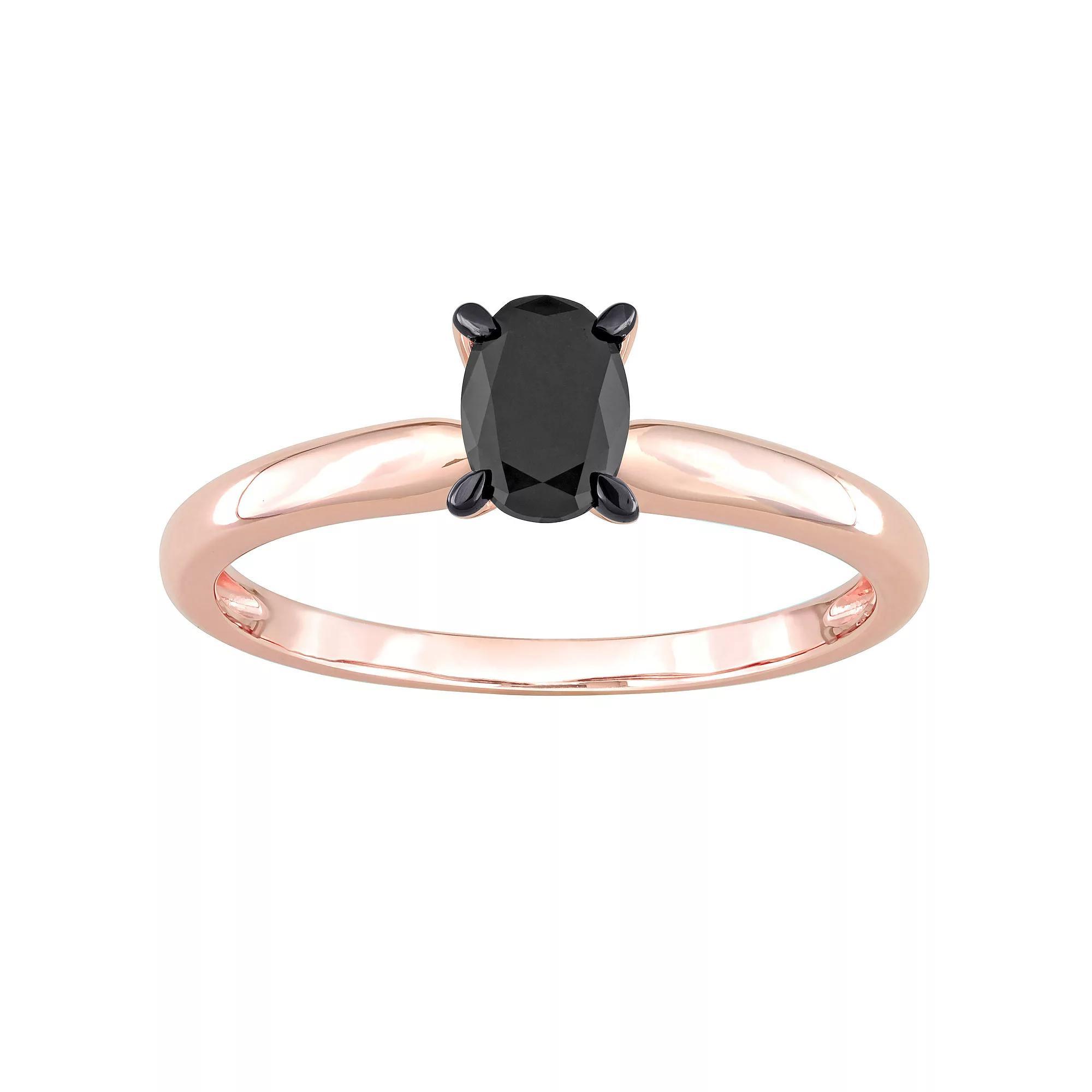 Stella Grace 14k Rose Gold 1/2 Carat T.W. Oval Cut Black Diamond Solitaire Engagement Ring, Womens Product Image